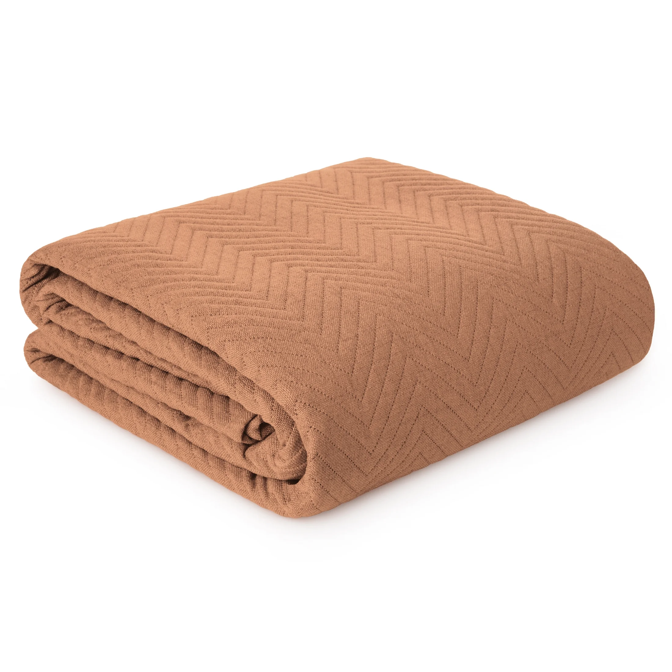 Narzuta z tkaniny o strukturze lnu ceglasta 170x210 cm pikowana w wzór jodełki LEN 3 Eurofirany Premium