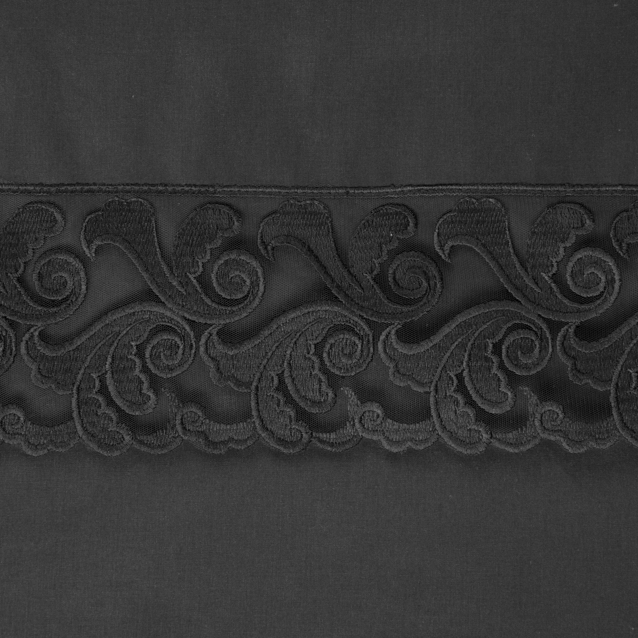 Pościel bawełniana 160x200 cm komplet 3 częściowy kolor czarny zdobiona elegancką koronką LANA3 Eurofirany Premium