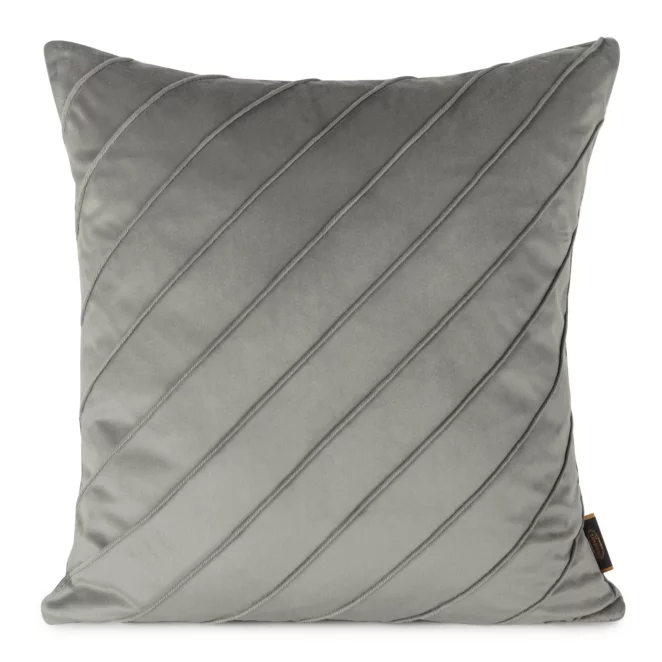 Poszewka na poduszkę 45x45 cm welwetowa srebrna z geometrycznym przeszywanym wzorem NALA Eurofirany Premium