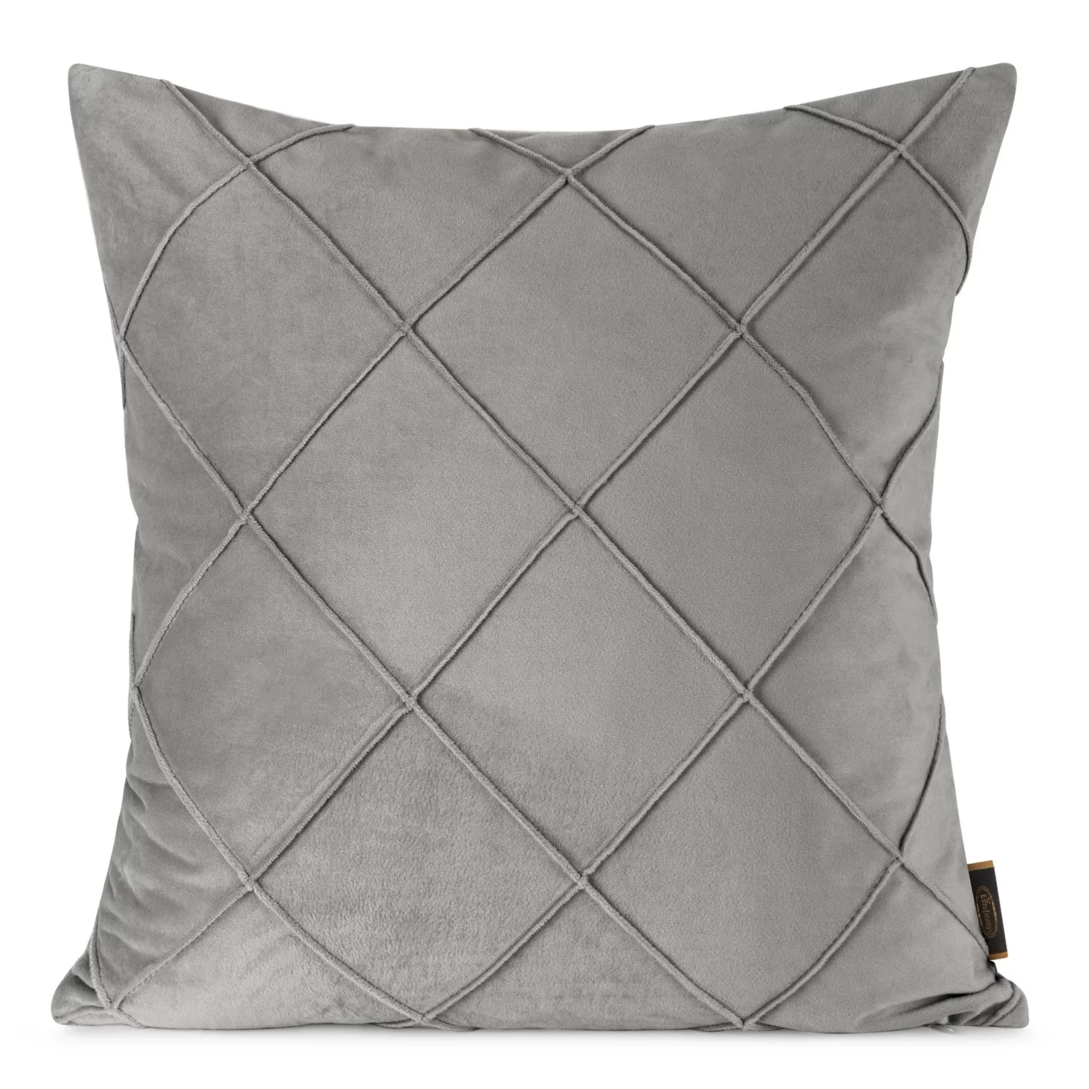 Poszewka na poduszkę 45x45 cm welwetowa srebrna z geometrycznym przeszywanym wzorem NALA Eurofirany Premium