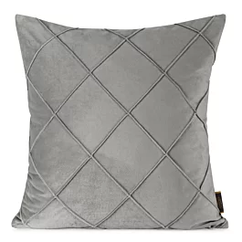Poszewka na poduszkę 45x45 cm welwetowa srebrna z geometrycznym przeszywanym wzorem NALA Eurofirany Premium
