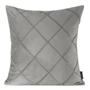 Poszewka na poduszkę 45x45 cm welwetowa srebrna z geometrycznym przeszywanym wzorem NALA Eurofirany Premium