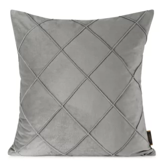 Poszewka na poduszkę 45x45 cm welwetowa srebrna z geometrycznym przeszywanym wzorem NALA Eurofirany Premium