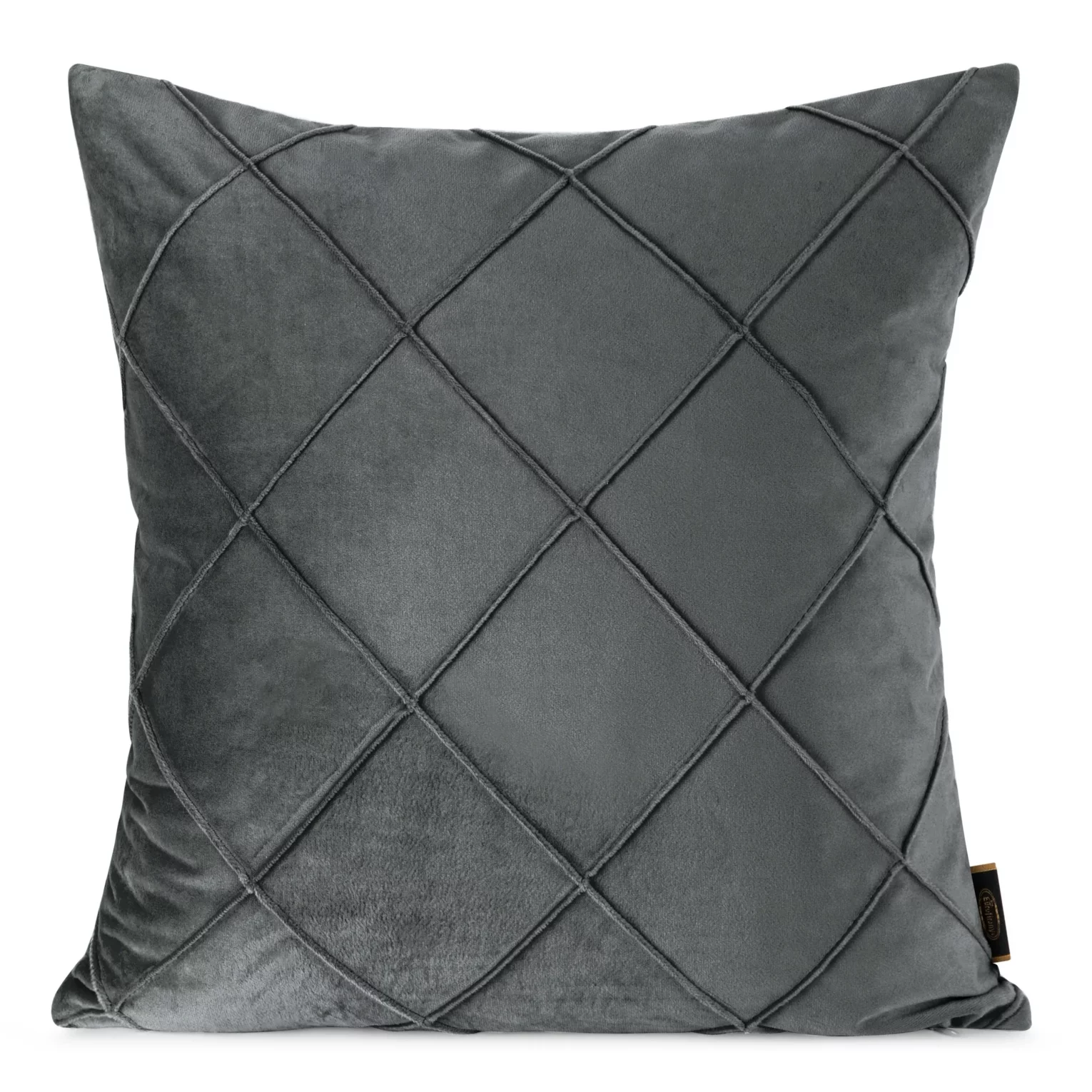 Poszewka na poduszkę 45x45 cm welwetowa stalowa z geometrycznym przeszywanym wzorem NALA Eurofirany Premium