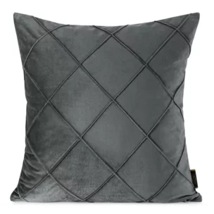 Poszewka na poduszkę 45x45 cm welwetowa stalowa z geometrycznym przeszywanym wzorem NALA Eurofirany Premium