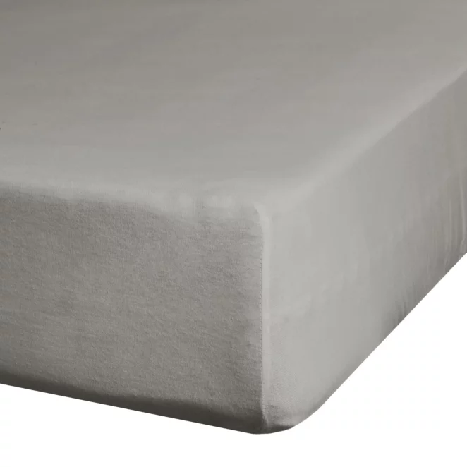 Prześcieradło jersey z gumką 90x200 cm z bawełny kolor srebrny 190 g/m2 Eurofirany Premium