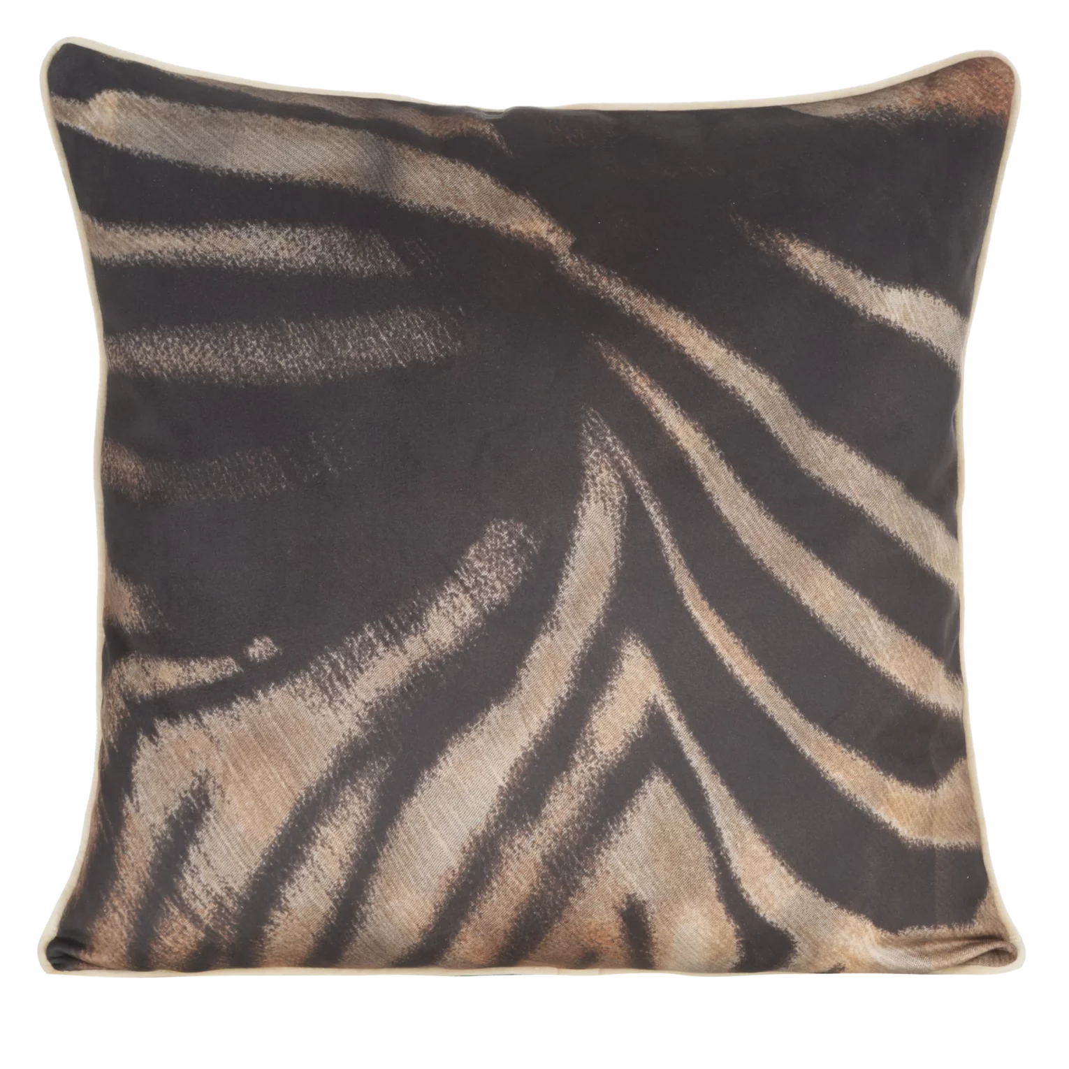 Poszewka na poduszkę 60x60 cm welwetowa, czarno brązowa z designerskim nadrukiem i wypustką na brzegach Eva Minge