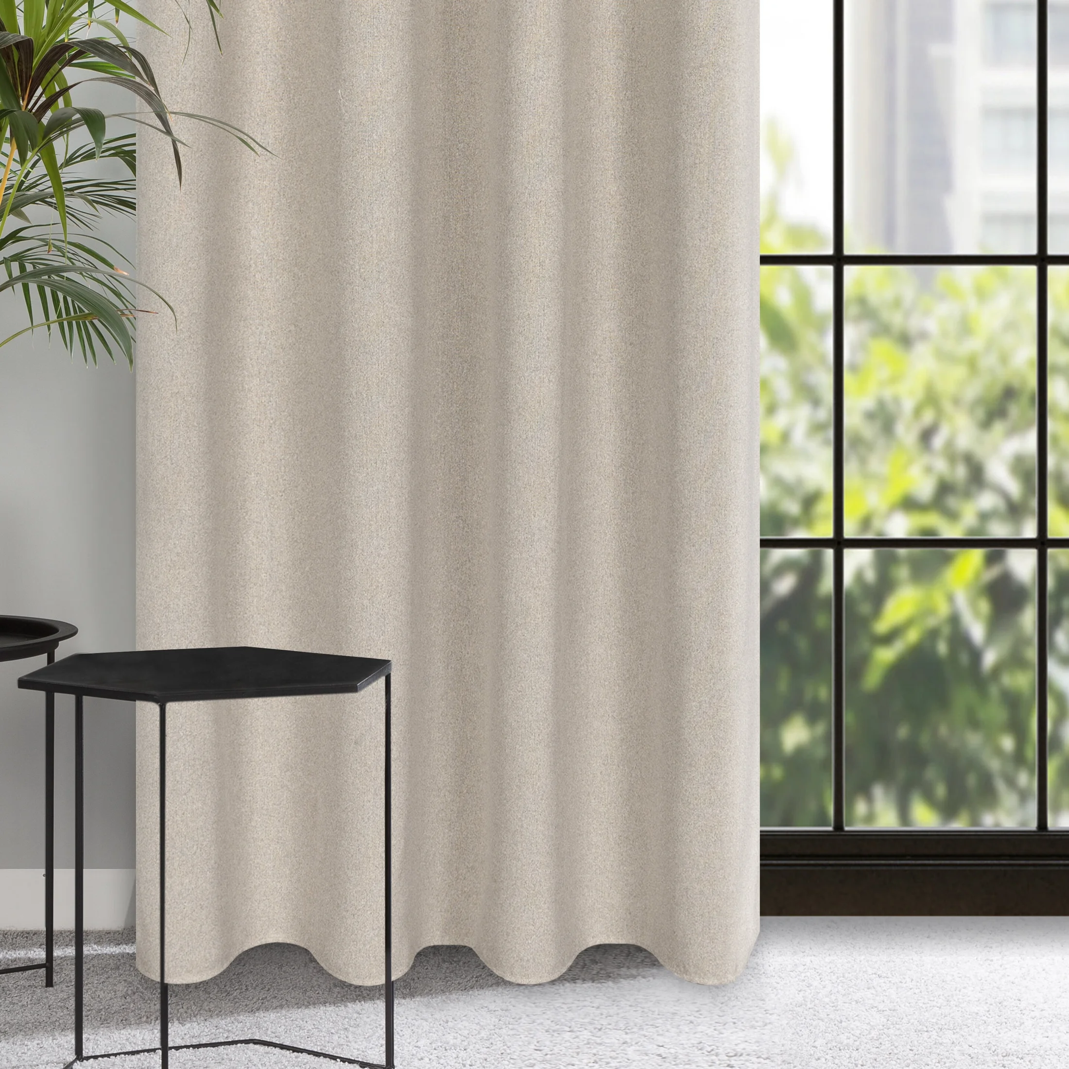 Zasłona beżowa o luźnym splocie w stylu cottage core 140x250 cm przelotka - LIDIA | eurofirany