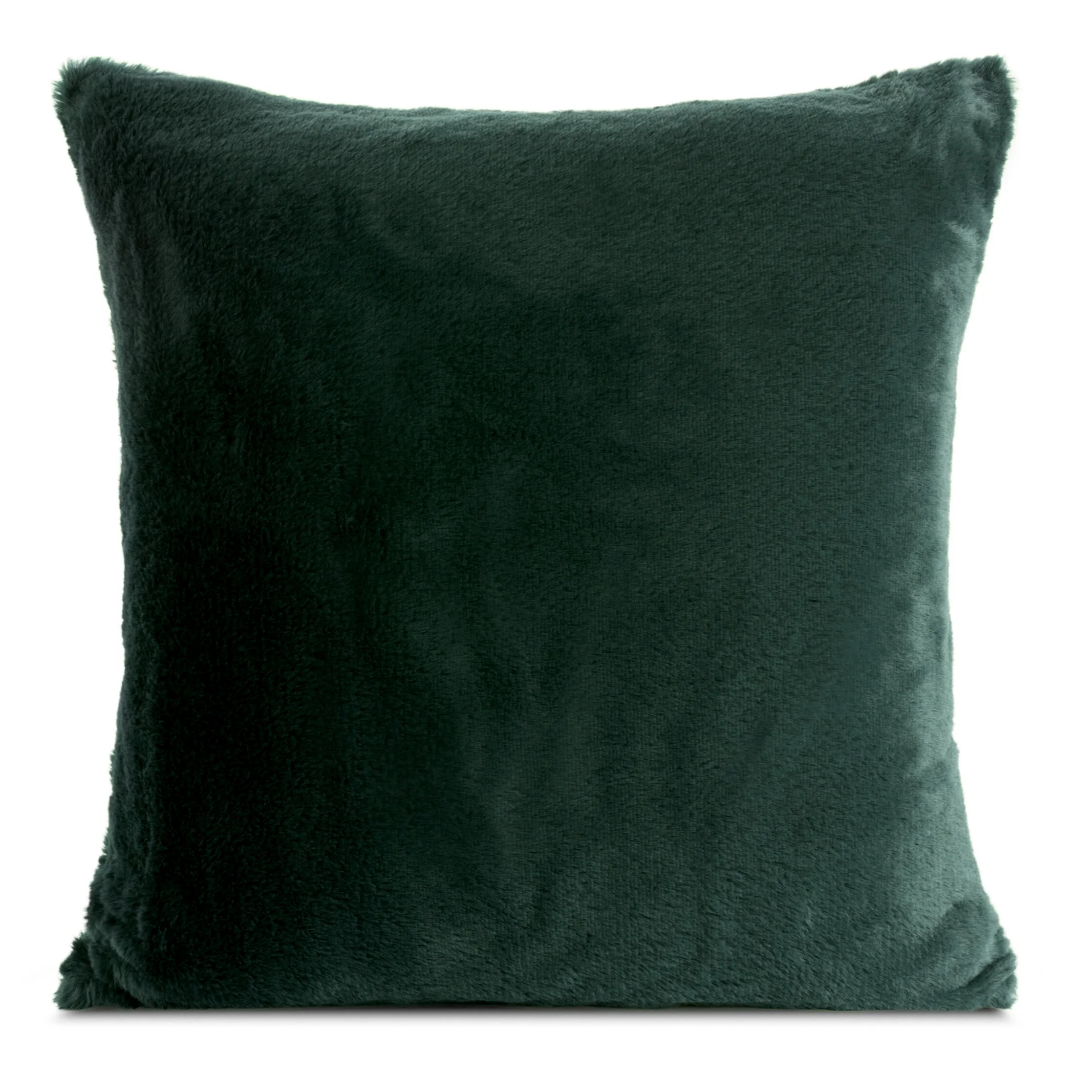 Poszewka na poduszkę 60x60 cm ciemnozielona z miękkiej futrzanej tkaniny NINA | eurofirany