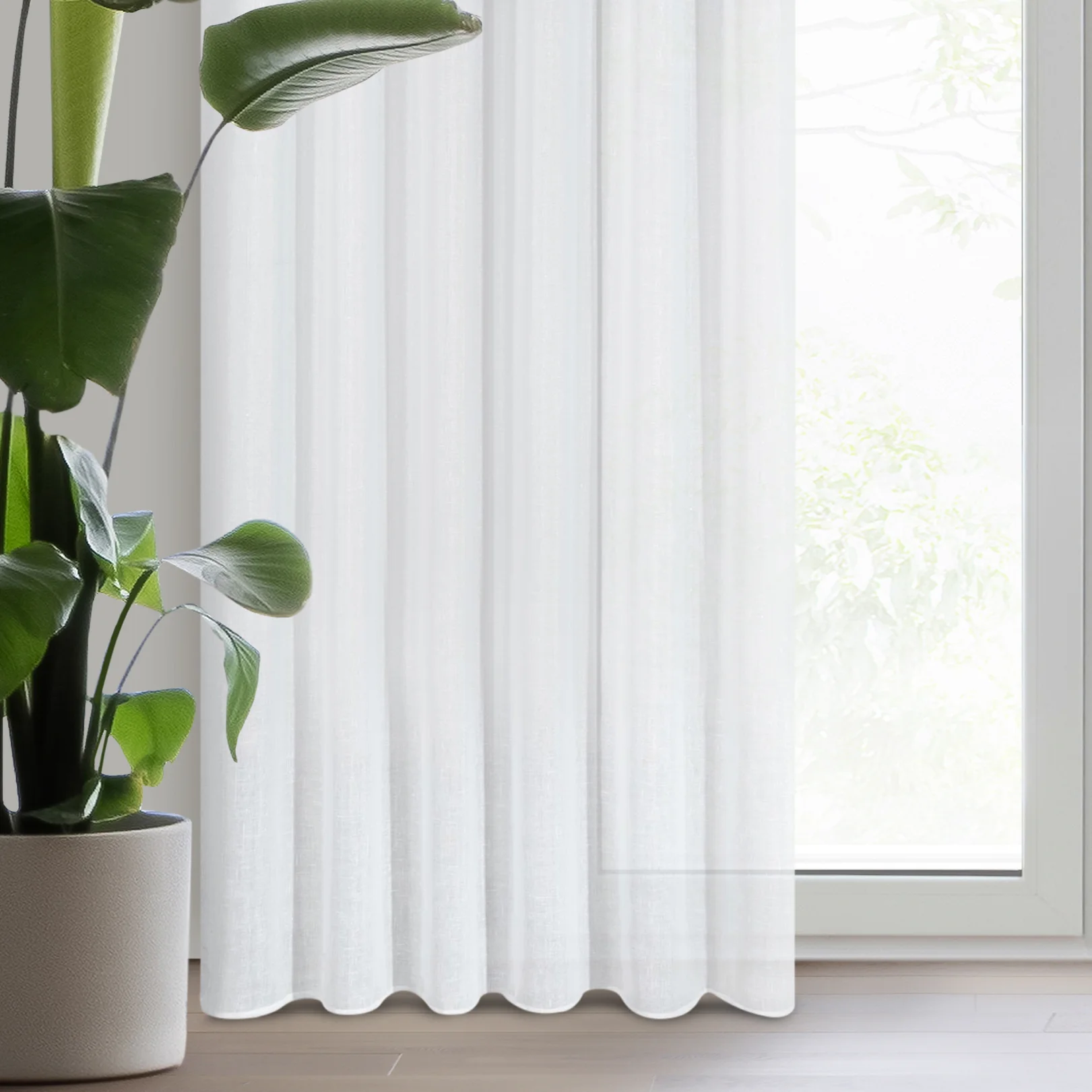 Firana biała z etaminy z lekkim połyskiem 140x270 cm taśma VIOLA | eurofirany