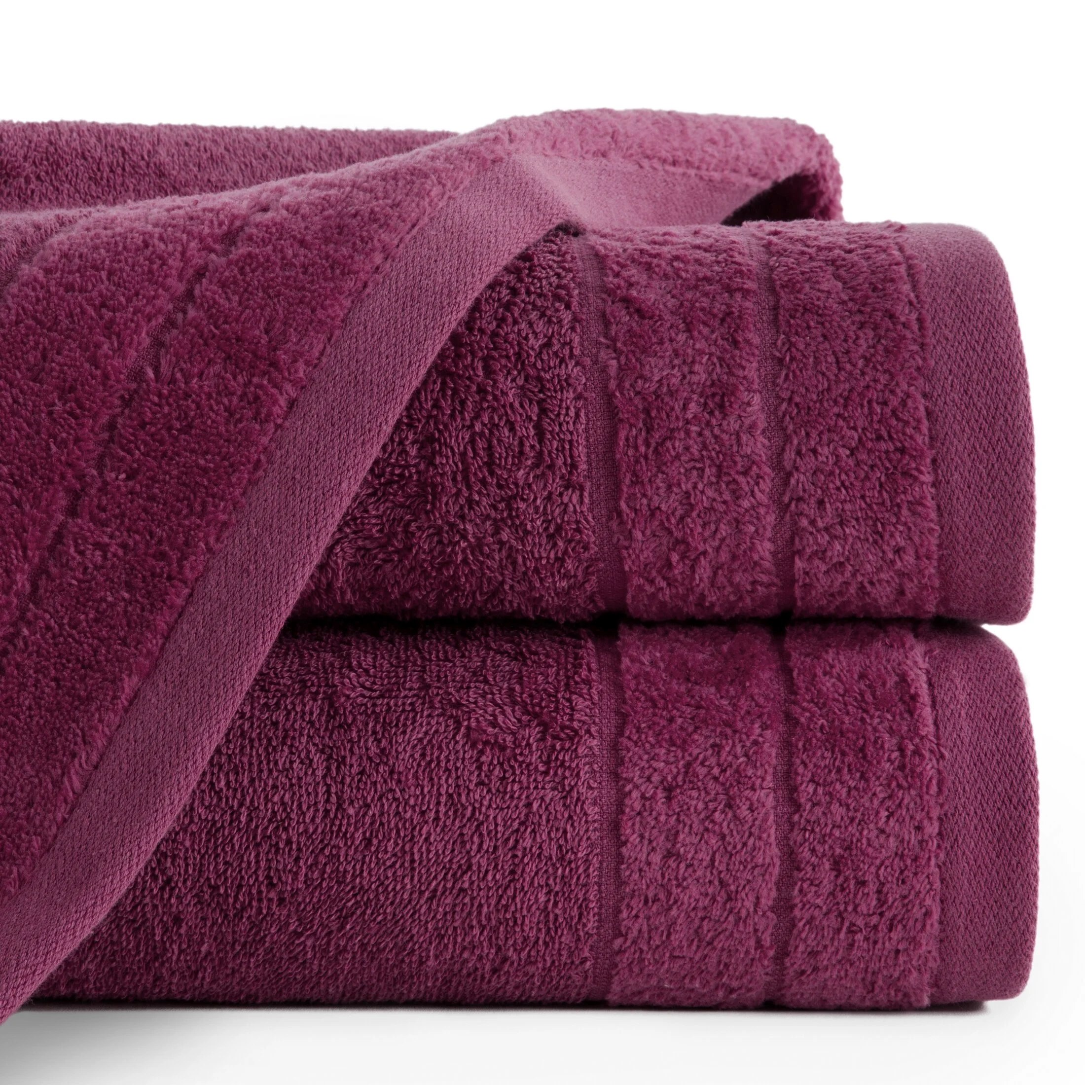 Ręcznik kąpielowy 70x140 cm bawełniany kolor amarantowy z welwetową bordiurą 500 g/m2 DAMLA