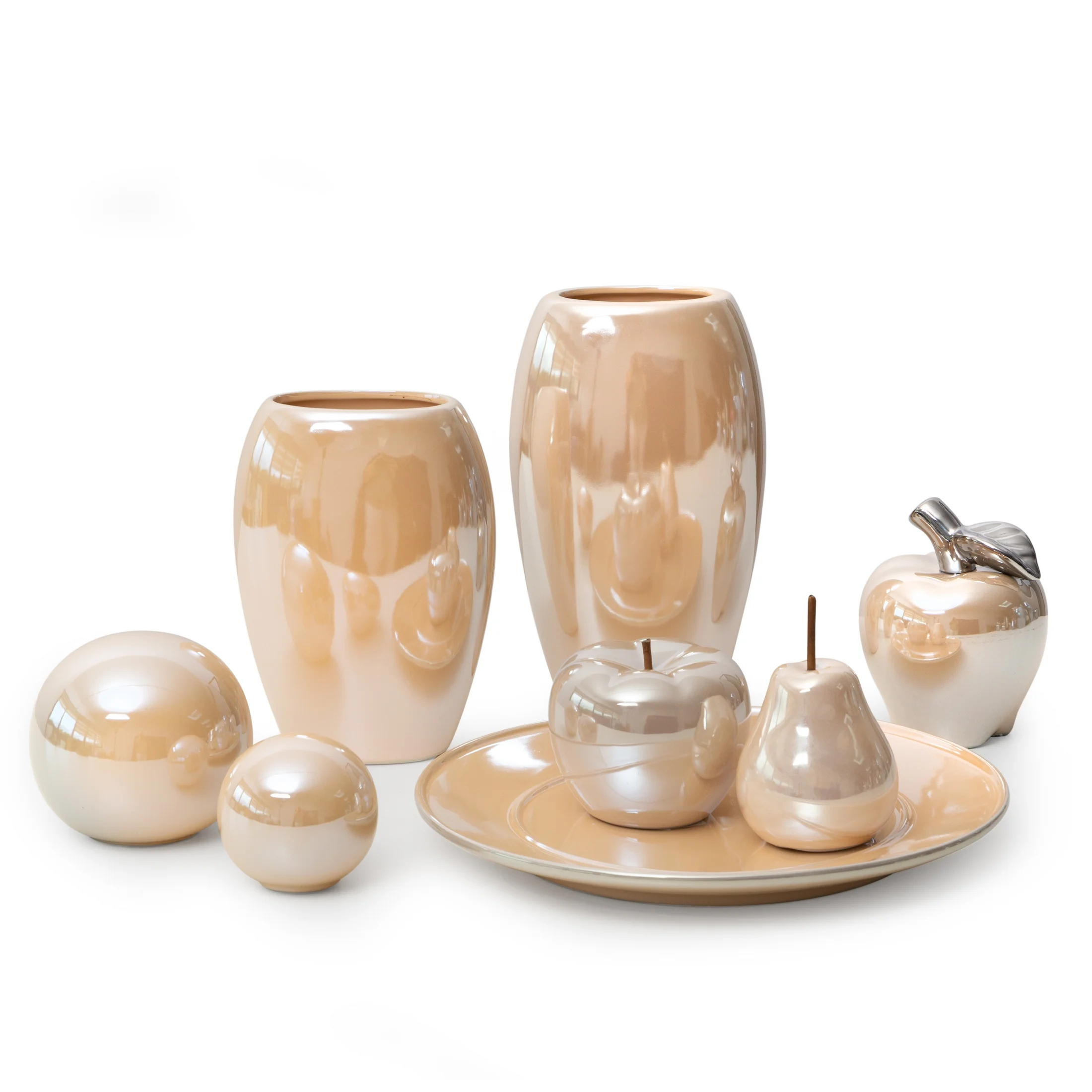 Kula ceramiczna beżowa z perłowym połyskiem średnica 12x11 cm SIMONA