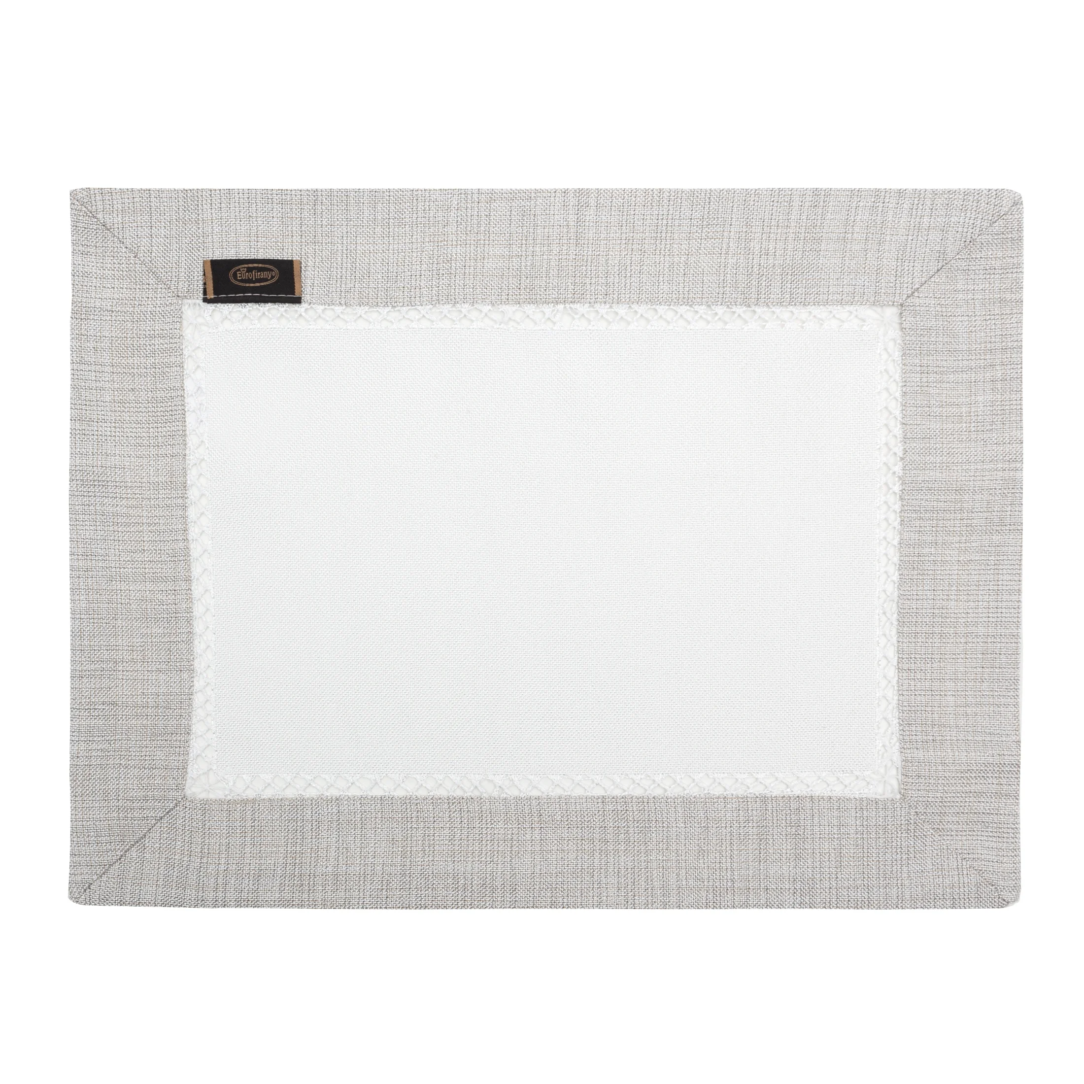 Komplet serwet 4 szt biało, srebrny 30x40 cm EMMA z mereżką i ozdobną listwą 4 szt