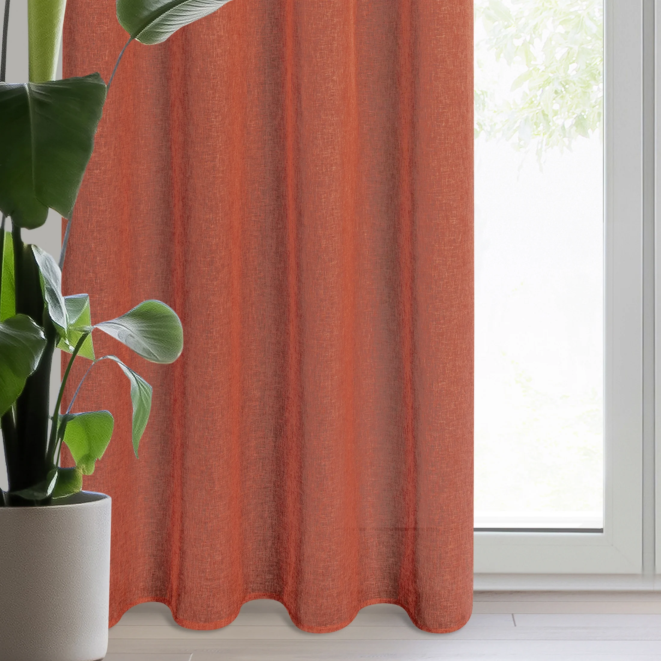 Zasłona ruda o strukturze deszczyku z etaminy 140x250 cm przelotka - ANGELIKA | eurofirany