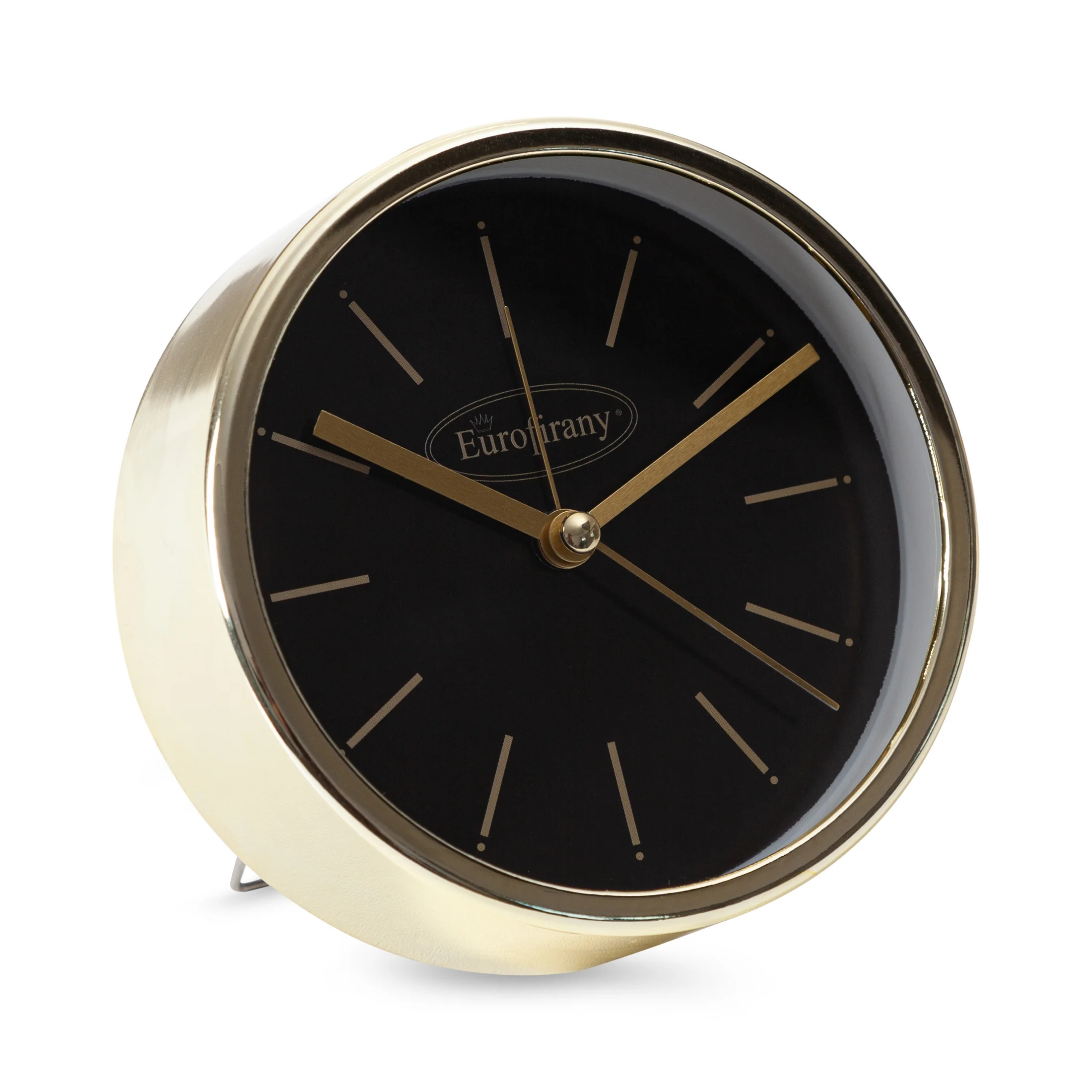 Dekoracyjny zegar stołowy z logo EUROFIRANY czarno-złoty