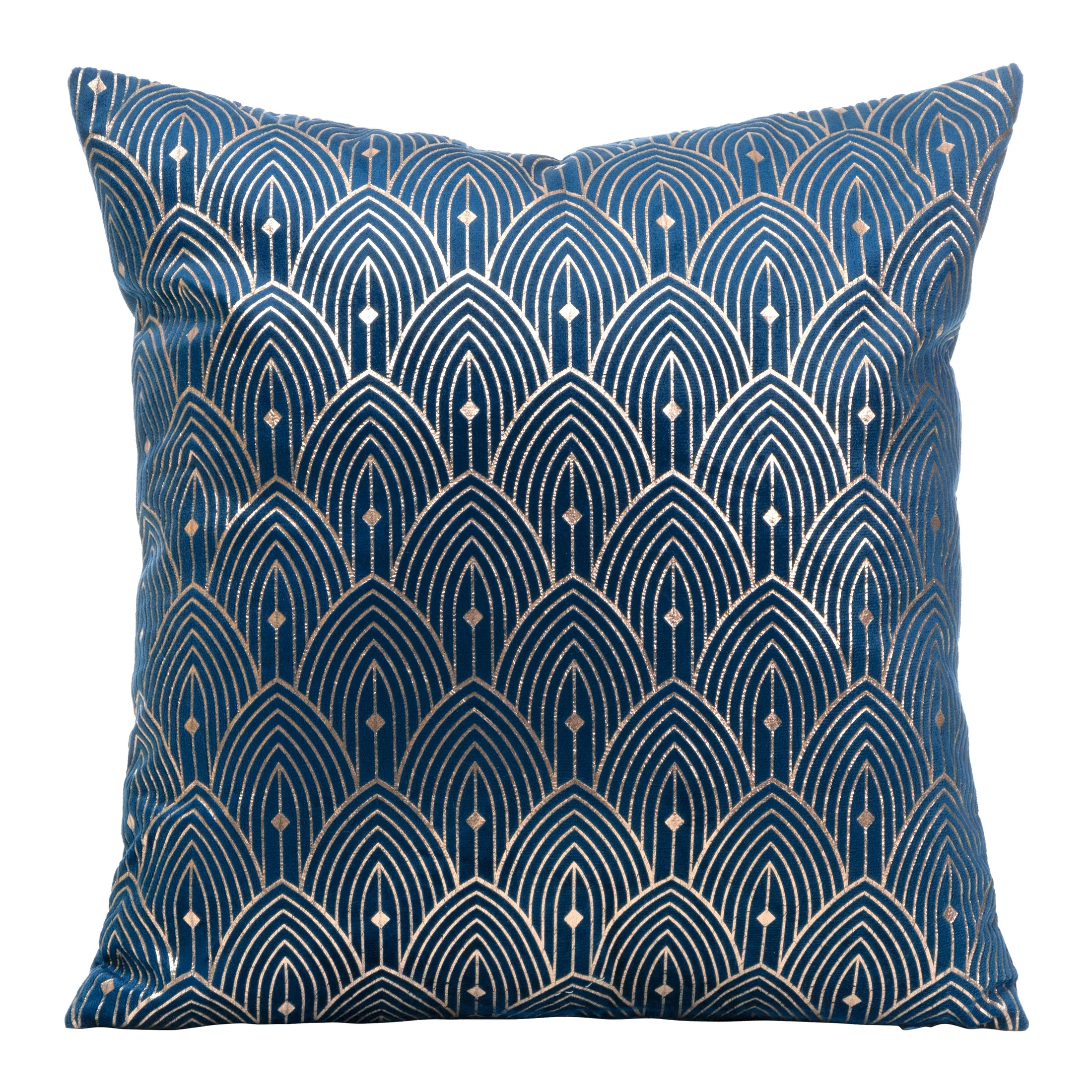 Poszewka na poduszkę 40x40 cm granatowa ze złotym nadrukiem w stylu art deco AGNES DESIGN 91 | eurofirany