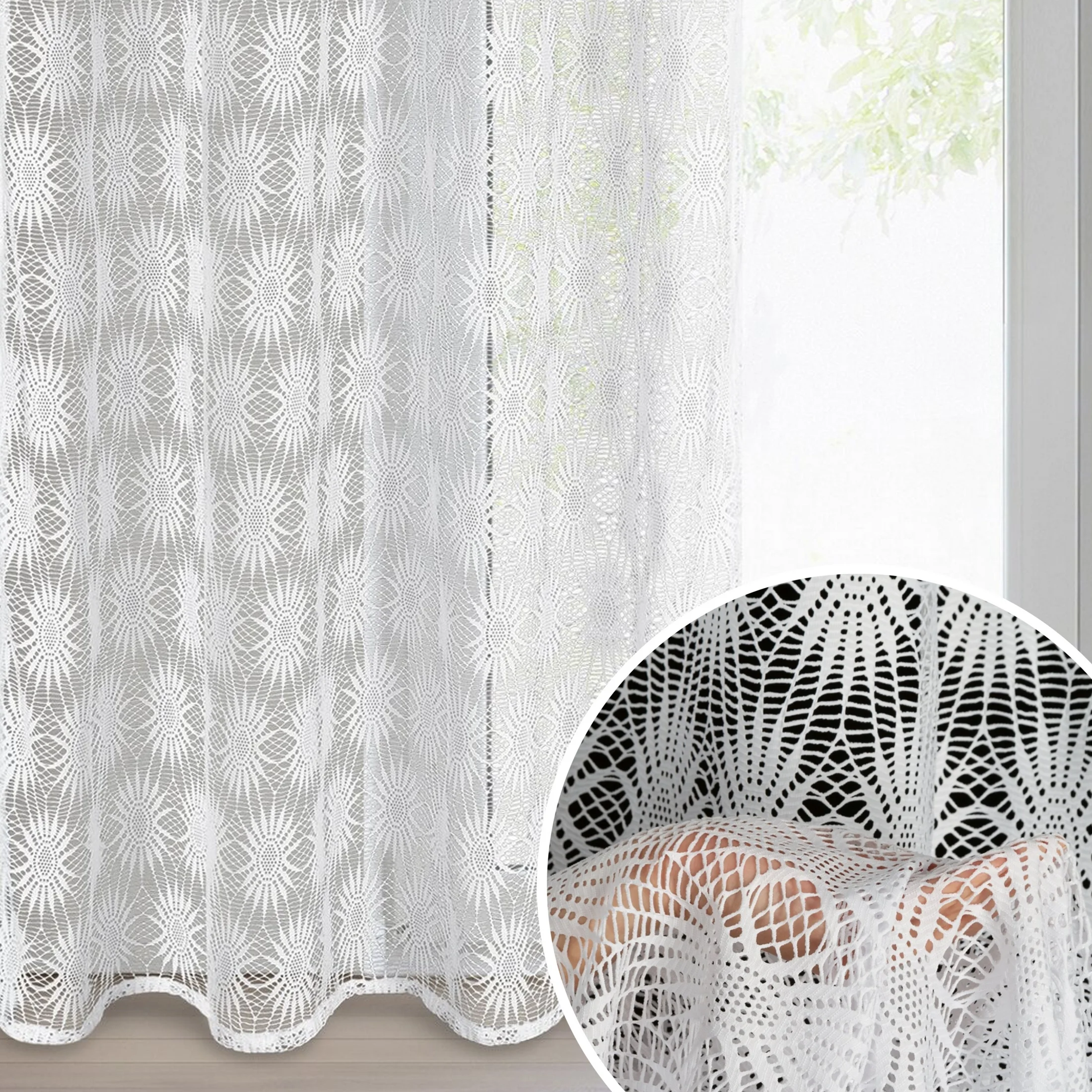 Firana biała w stylu boho 140x250 cm przelotka ROZI | eurofirany