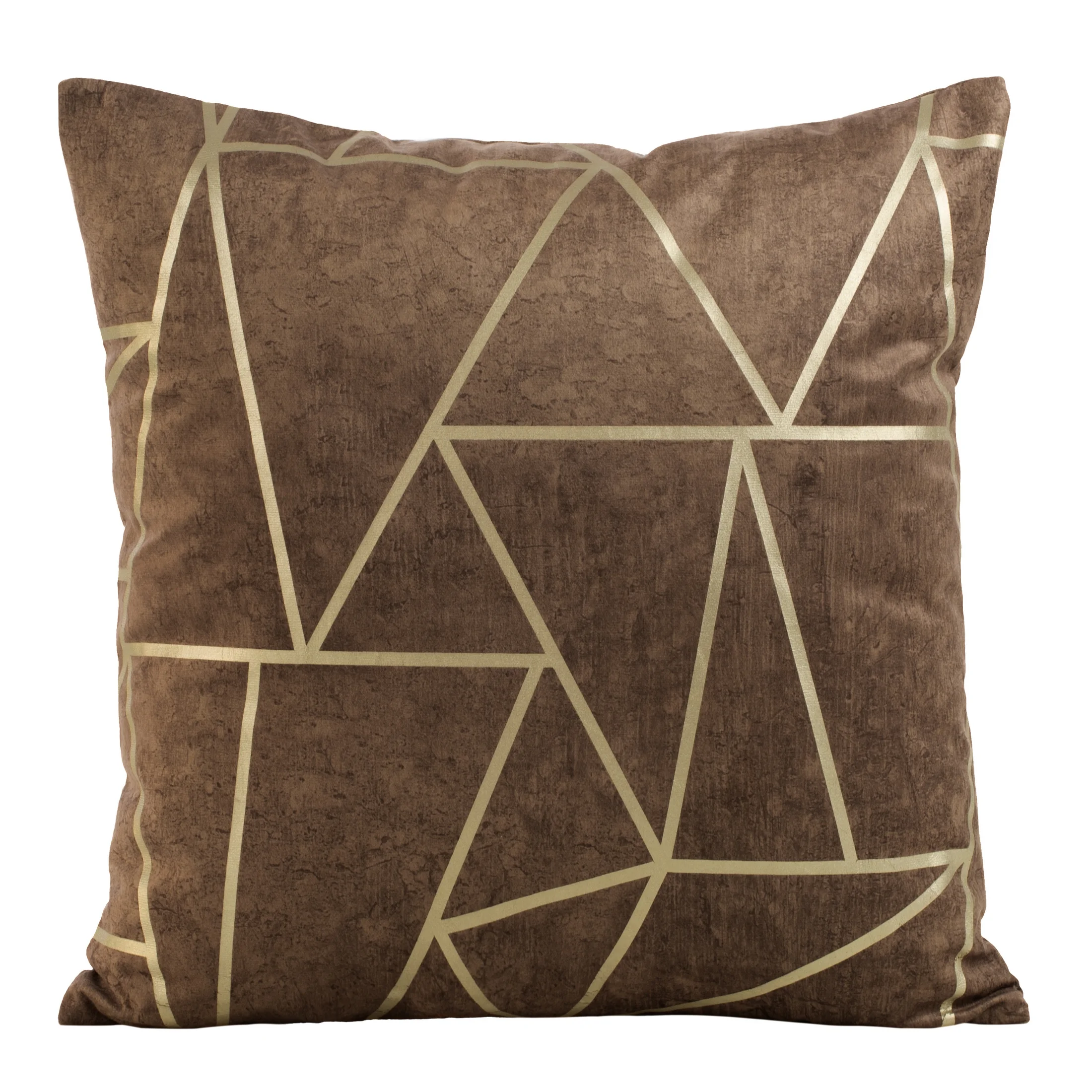 Poszewka na poduszkę 45x45 cm welwetowa ciemnobrązowa z nadrukiem geometrycznym BLINK 29 | eurofirany