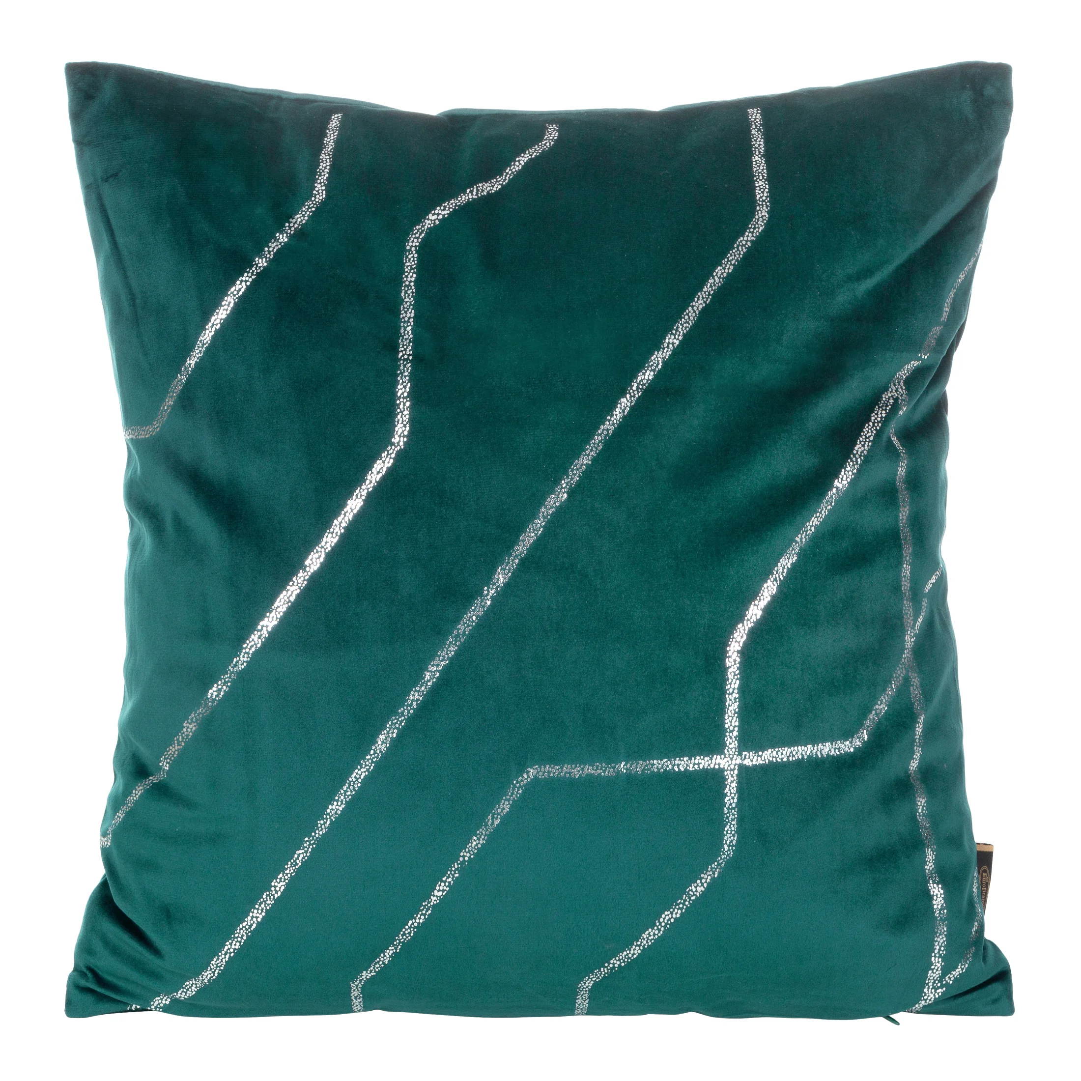 Poszewka na poduszkę 45x45 cm welwetowa ciemnoturkusowa ze srebrnym nadrukiem BLINK 37 | eurofirany