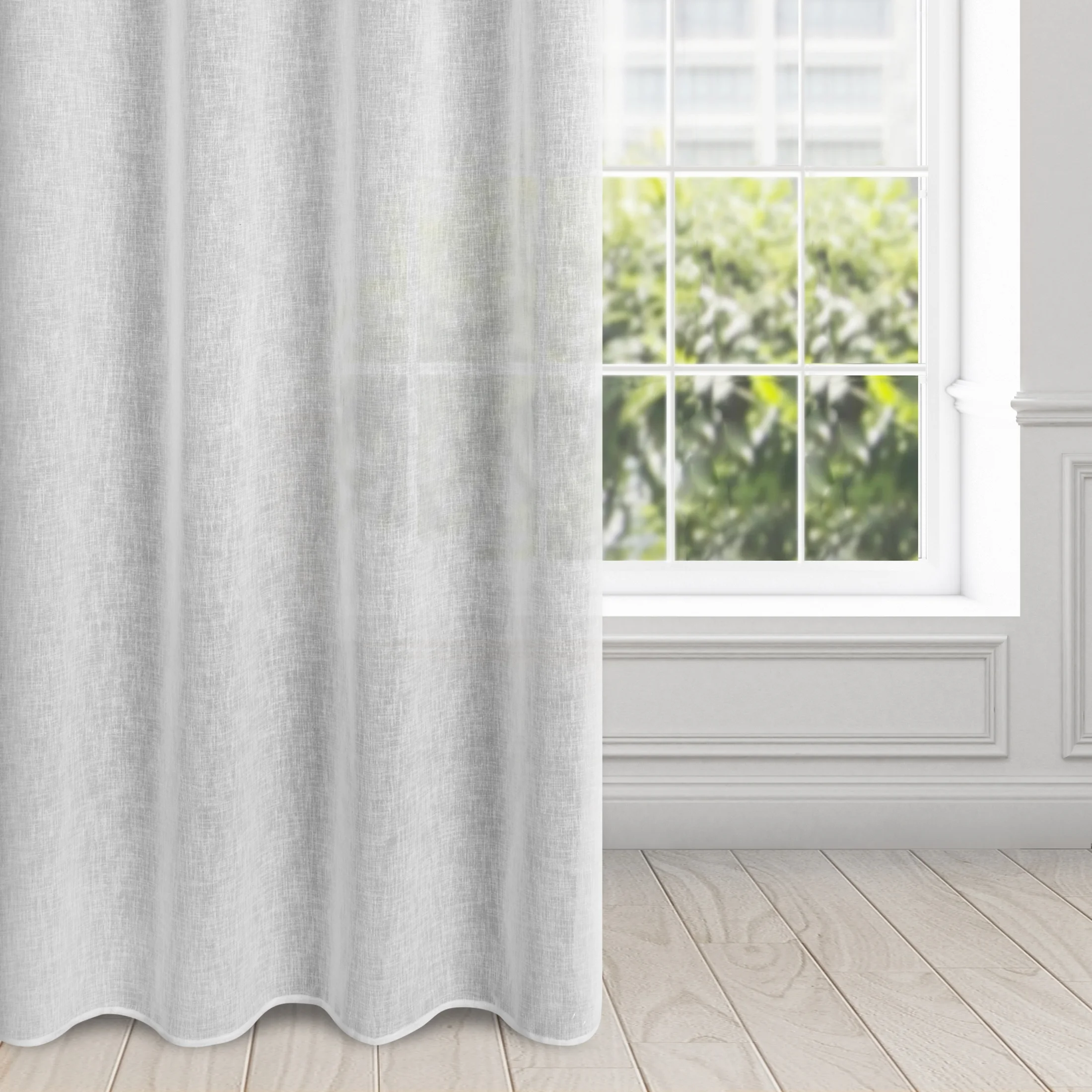 Firana biała z etaminy o naturalnym splocie przeplatana subtelnie lśniącą nitką 140x250 cm przelotka ALICJA | eurofirany