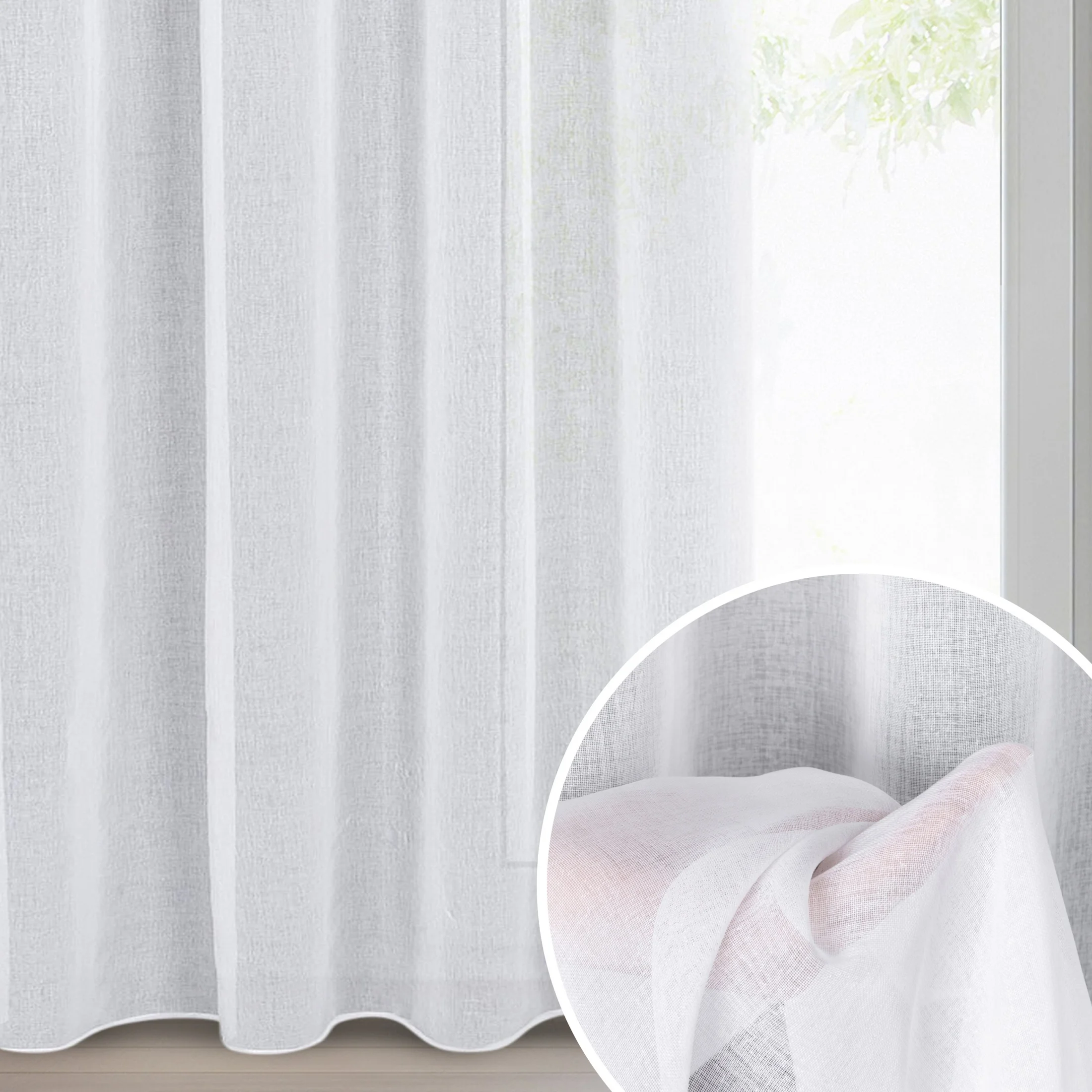 Firana biała z gładkiej matowej etaminy 140x270 cm taśma ELPIDIA | eurofirany