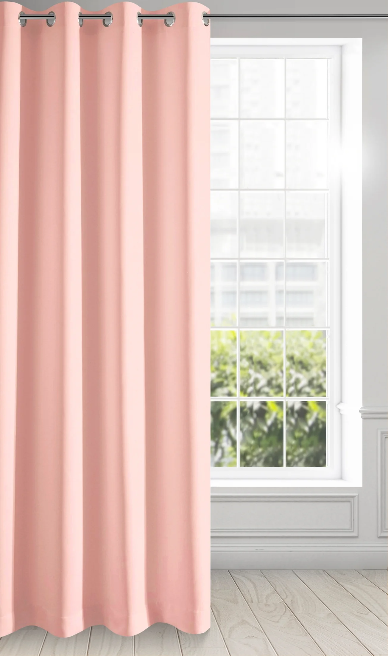 Zasłona pudrowo różowa z matowej gładkiej tkaniny 140x250 cm przelotka RITA