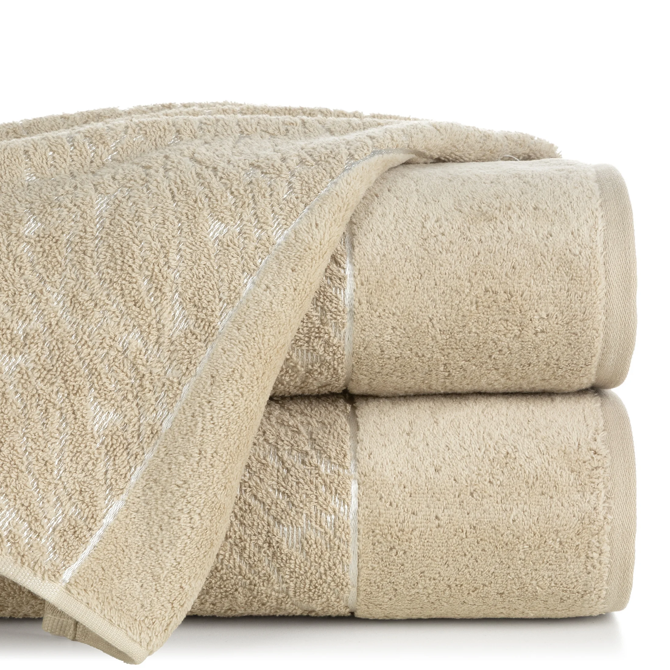 Ręcznik kąpielowy 50x90 cm bawełniany kolor beżowy zdobiony wytłaczanym wzorem NOLA