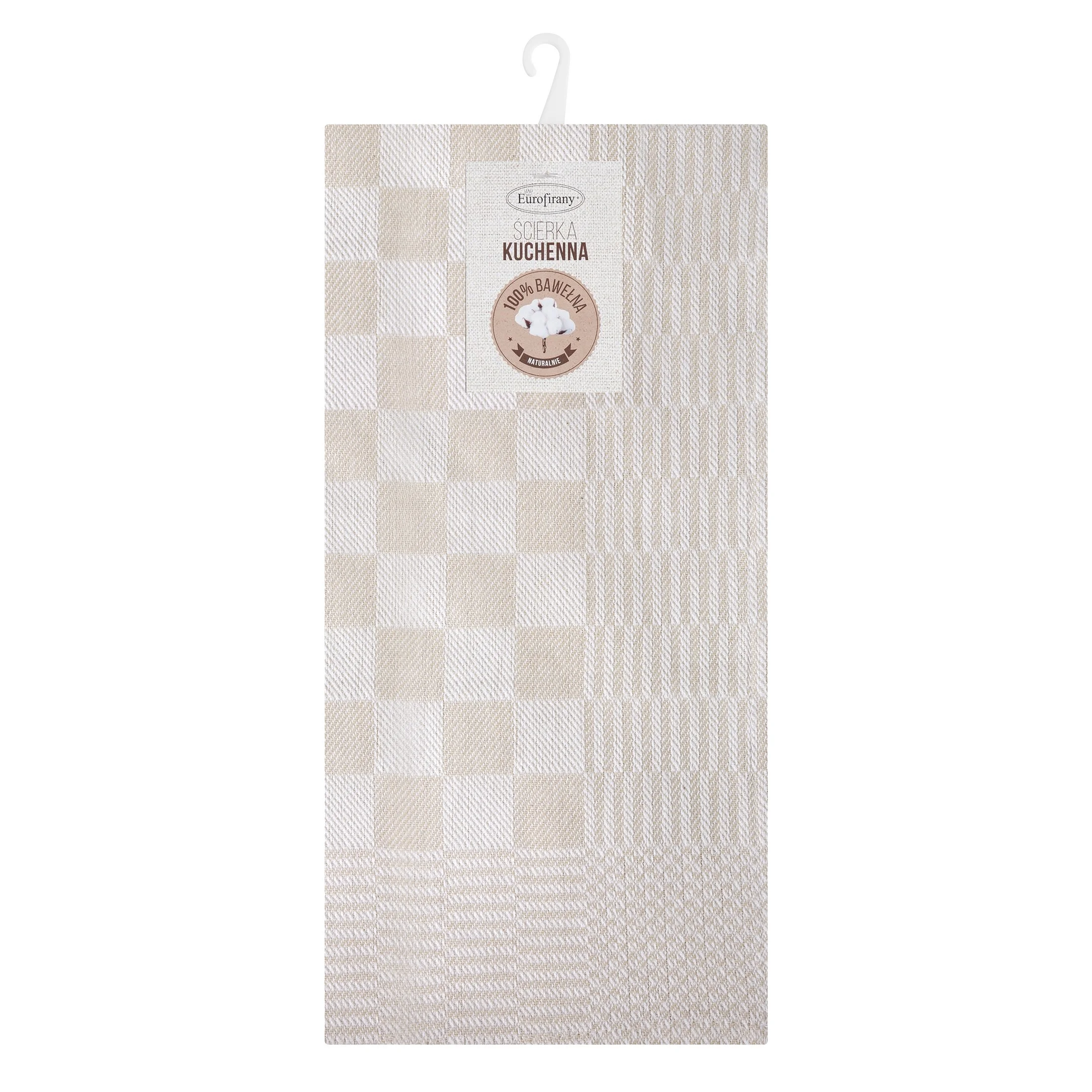 Komplet ściereczek kuchennych 2szt 50x70 cm bawełniany kolor beżowy zdobionych motywem szachownicy 200 g/m2 MAURO