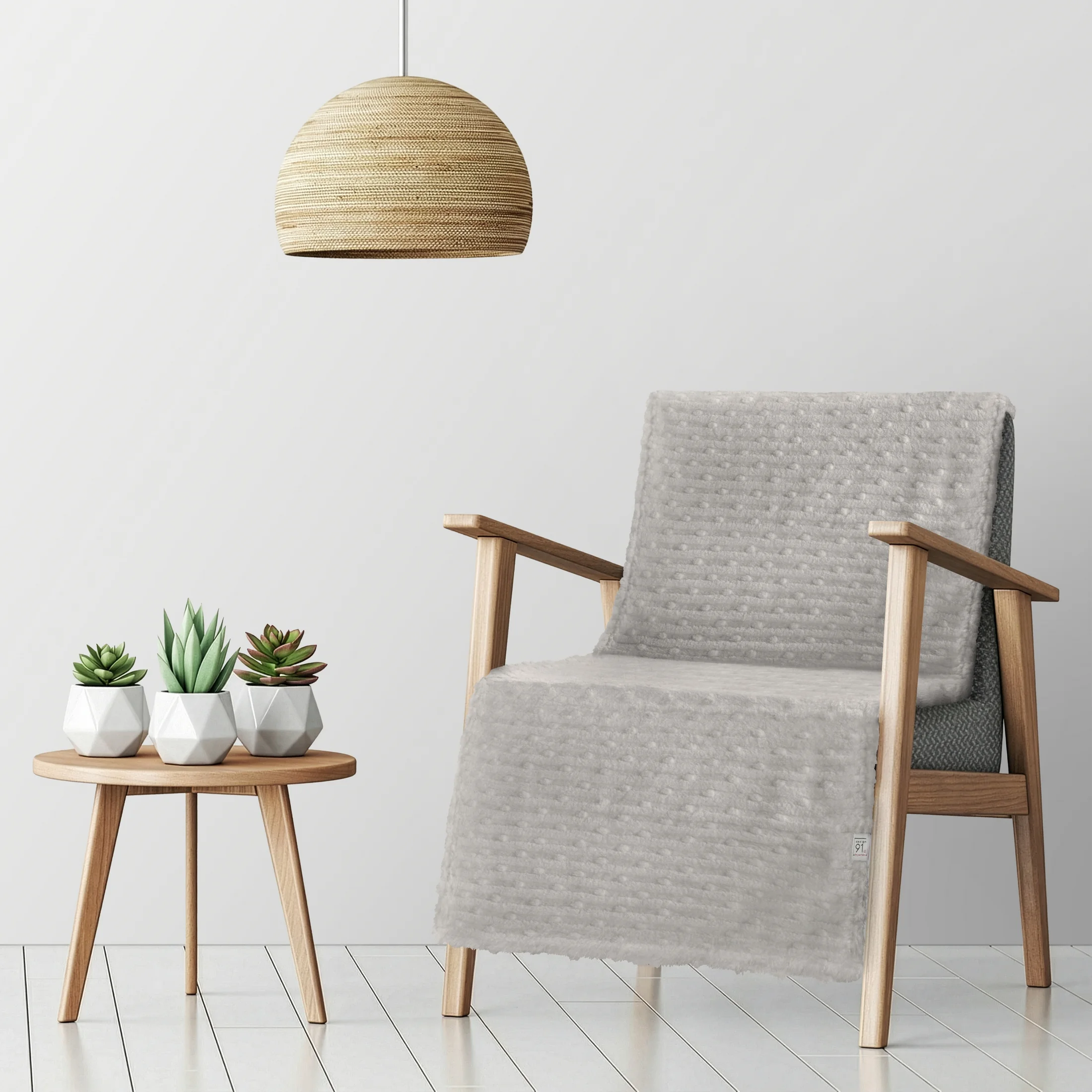 Narzuta na fotel 70x160 cm srebrna z wytłaczanym wzorem pasów LISA Design 91 | 