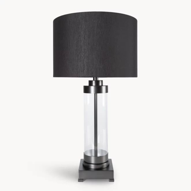 Lampa stołowa do pokoju czarna o prostej szklanej podstawie 40 x 74 cm CLARA
