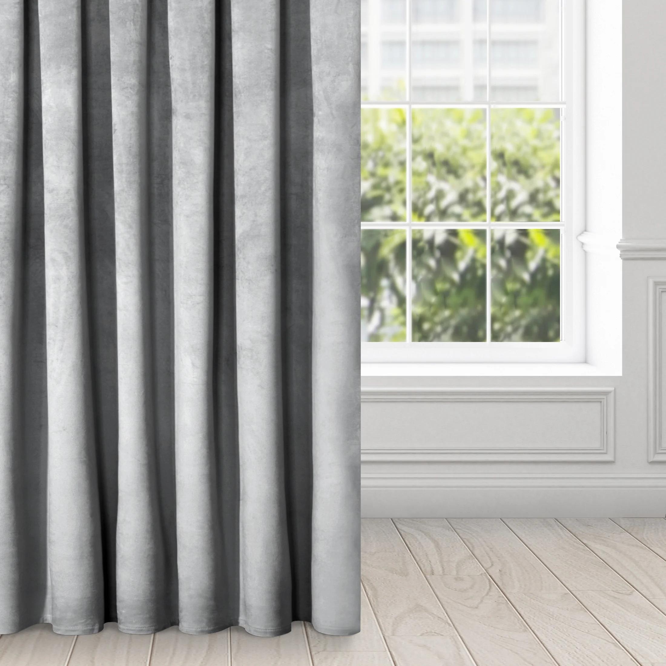 Zasłona szara z miękkiego welwetu 140x250 cm przelotka - SUZANA | eurofirany