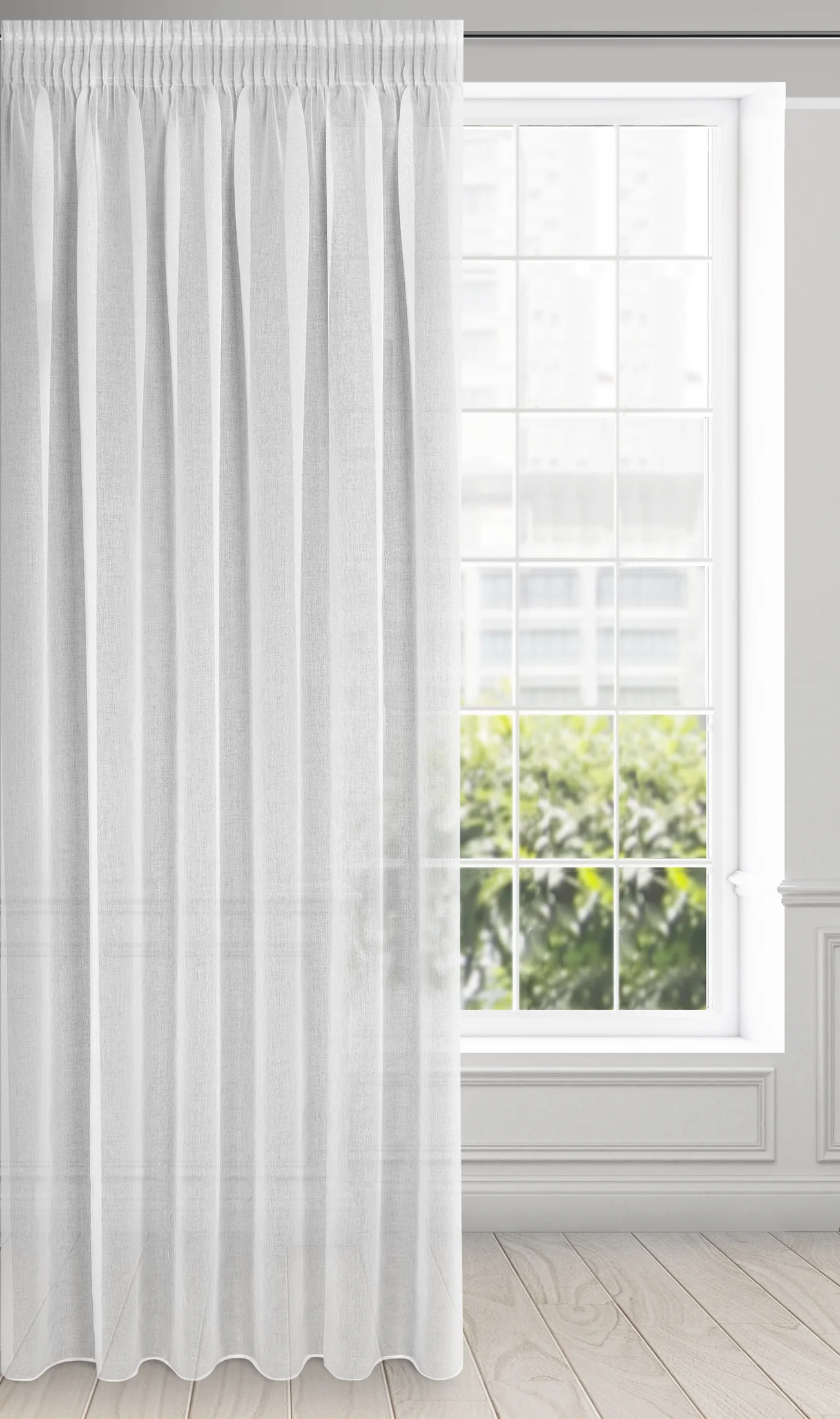 Firana biała z gładkiej matowej etaminy 140x270 cm taśma - ELPIDIA