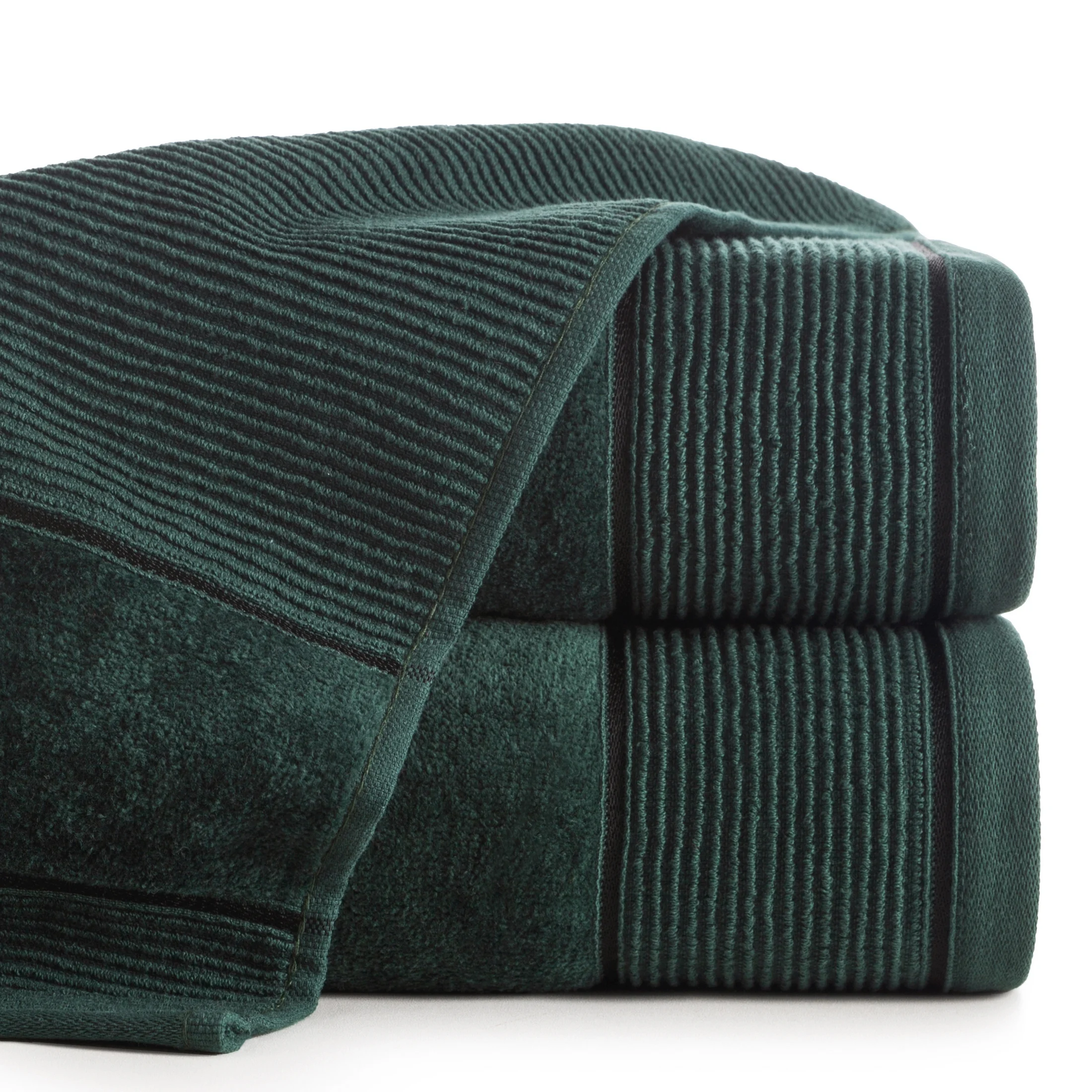 Ręcznik kapielowy 50x90 cm bawełniany kolor ciemnozielony z welurową bordiurą 500 g/m2 EMMA