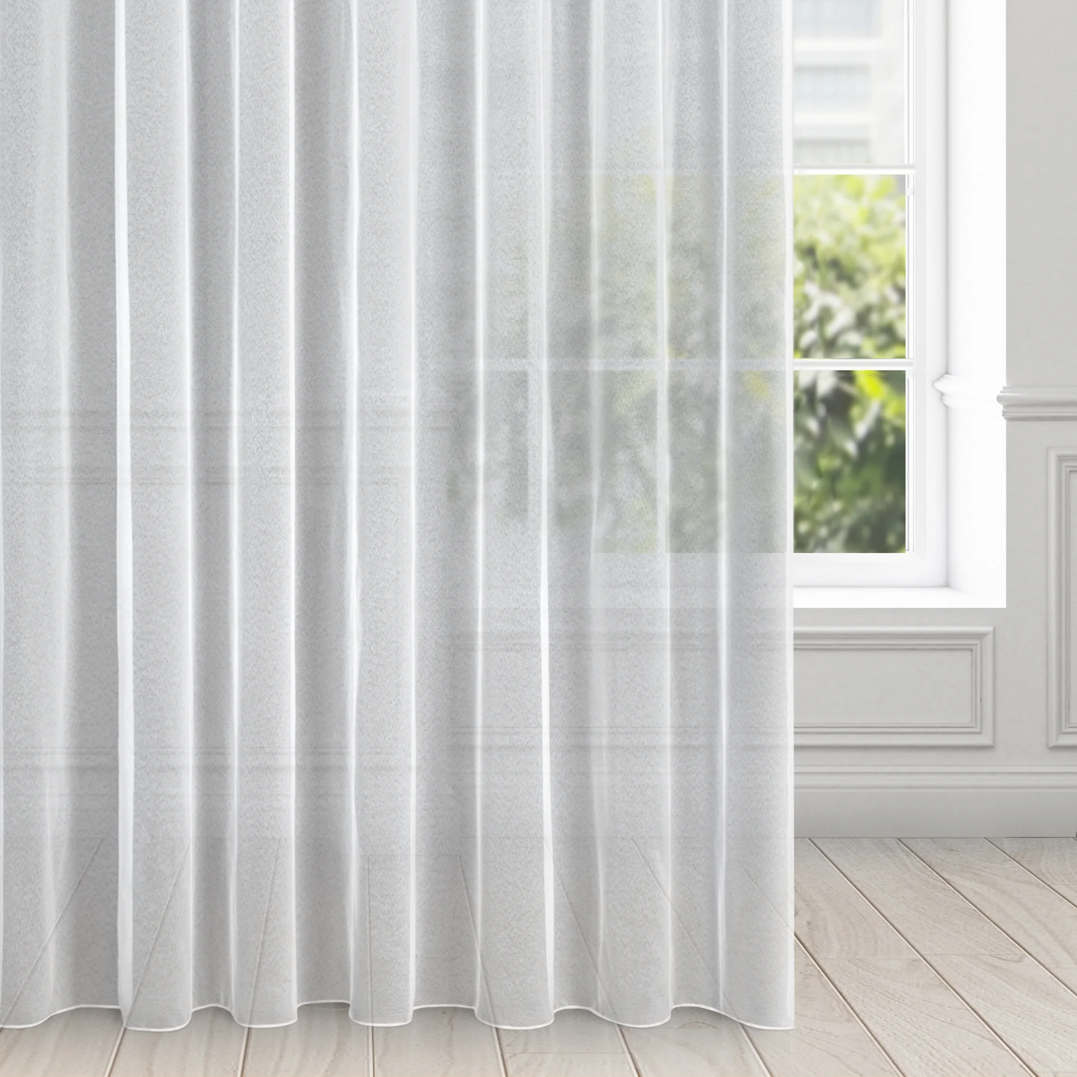 Firana biała z gładkiej tkaniny o strukturze drobnej siateczki 350x250 cm przelotka TAMINA | eurofirany