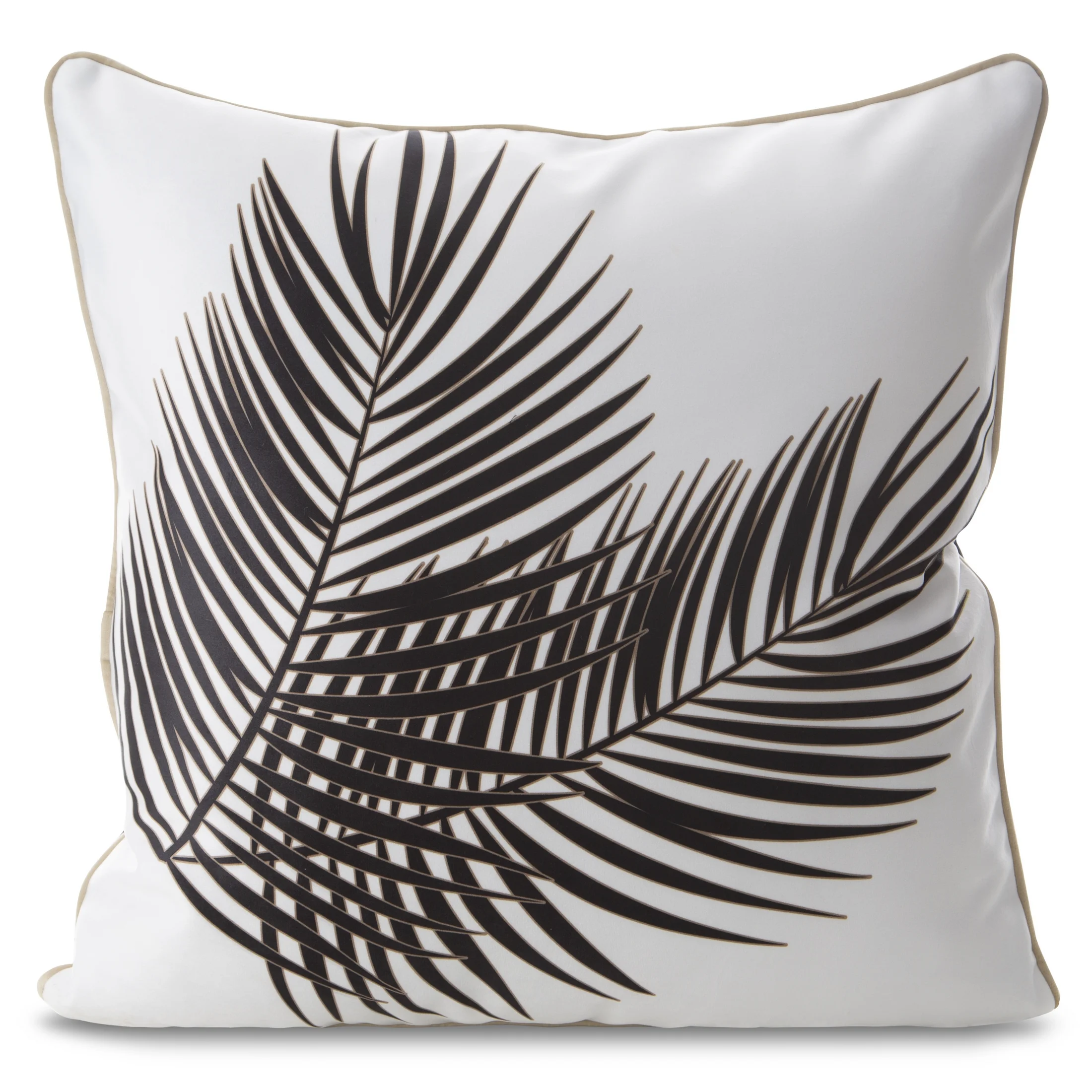 Poszewka na poduszkę 60x60 cm welwetowa, biało czarna z designerskim nadrukiem i wypustką na brzegach Eva Minge | eurofirany