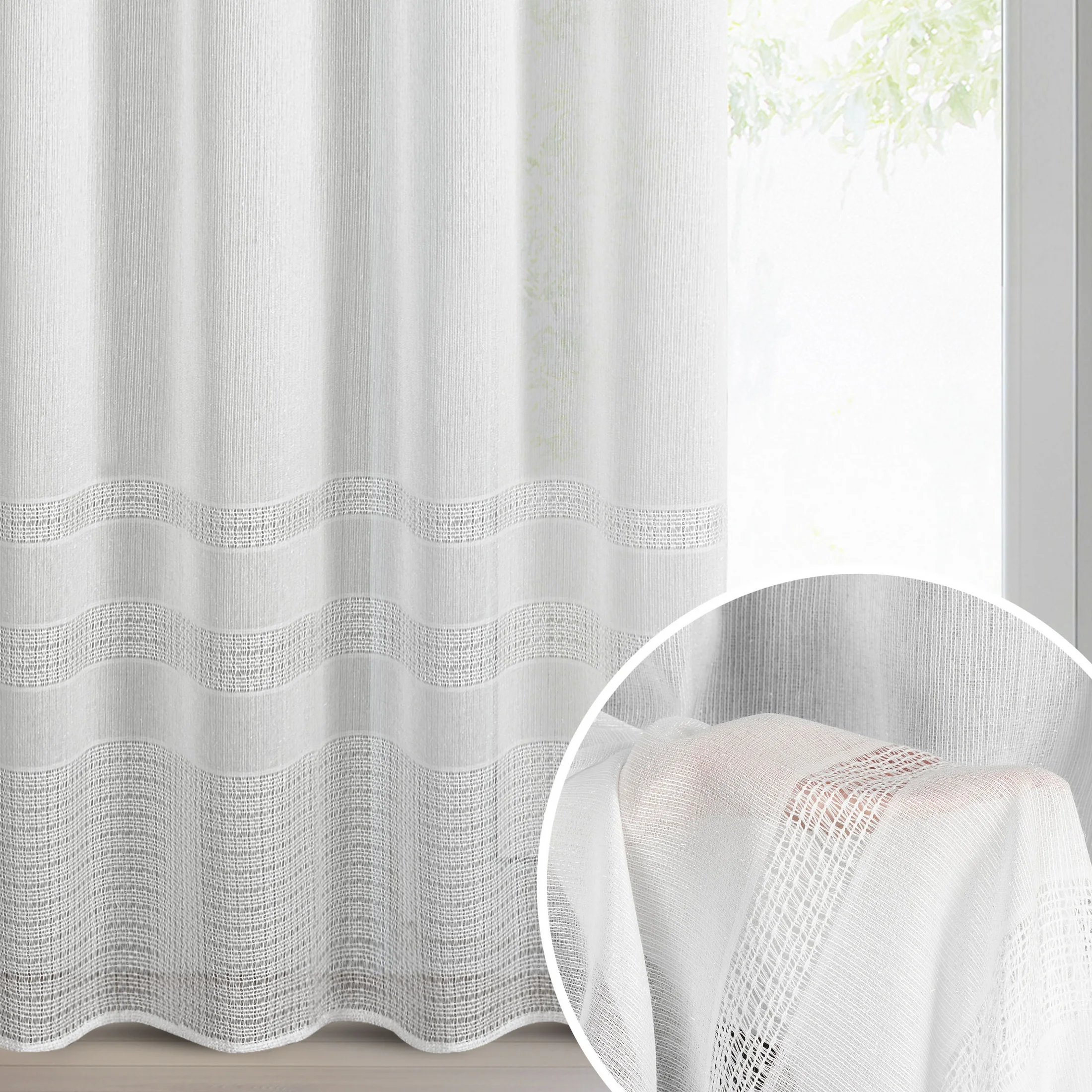 Firana biała z matowej siatki 140x250 cm przelotka - ELIRA | eurofirany