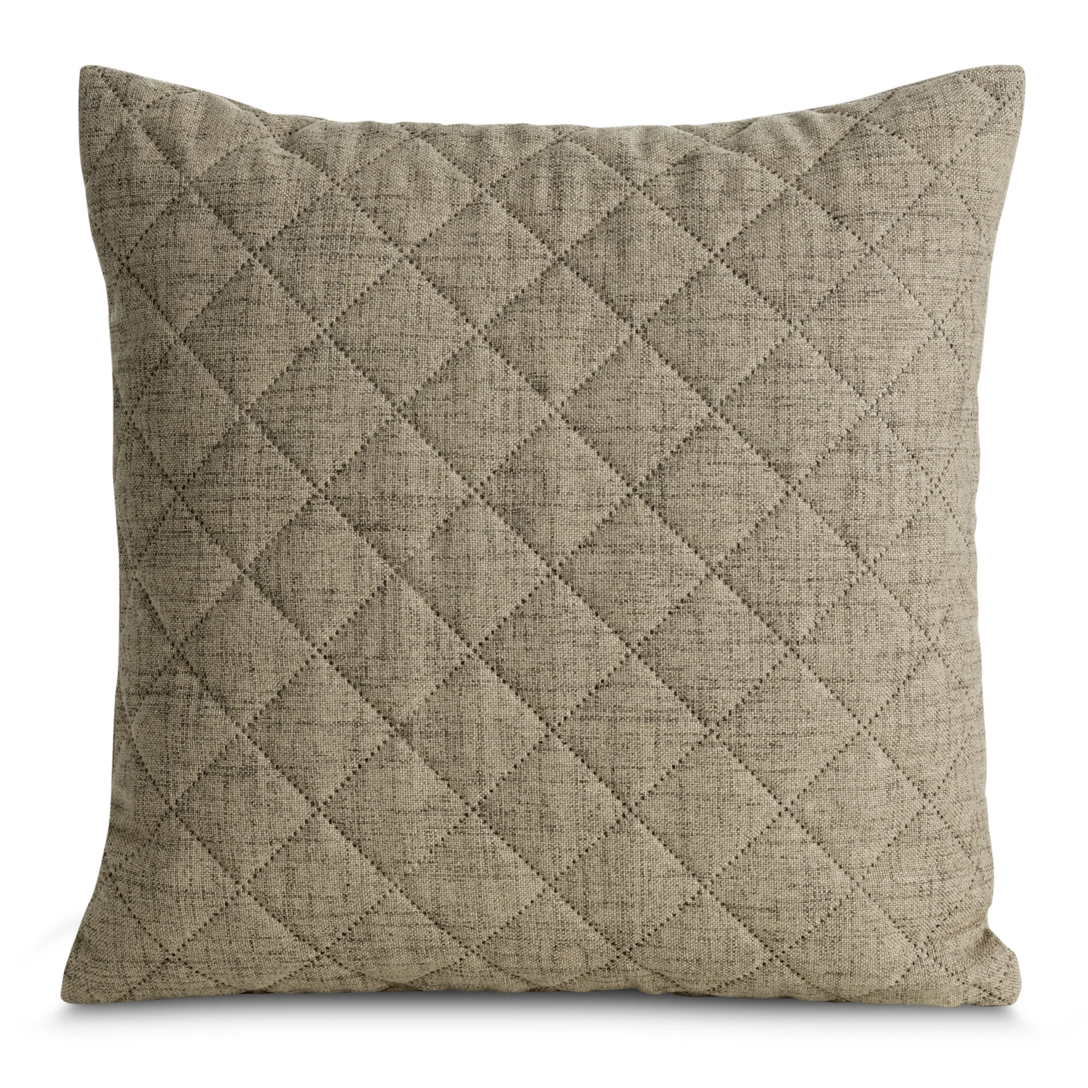 Poszewka na poduszkę 45x45 cm o strukturze lnu pikowana metodą hot press ciemnobeżowy LEN | eurofirany