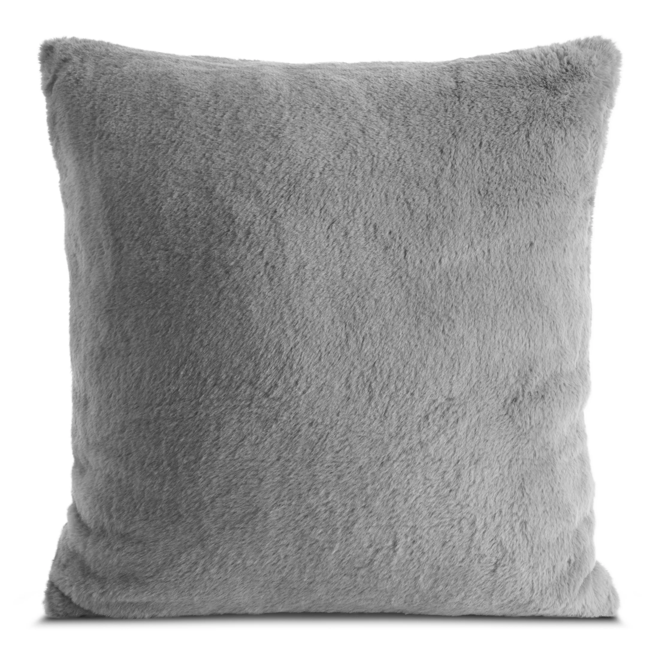Poszewka na poduszkę 60x60 cm srebrna z miękkiej futrzanej tkaniny NINA | eurofirany