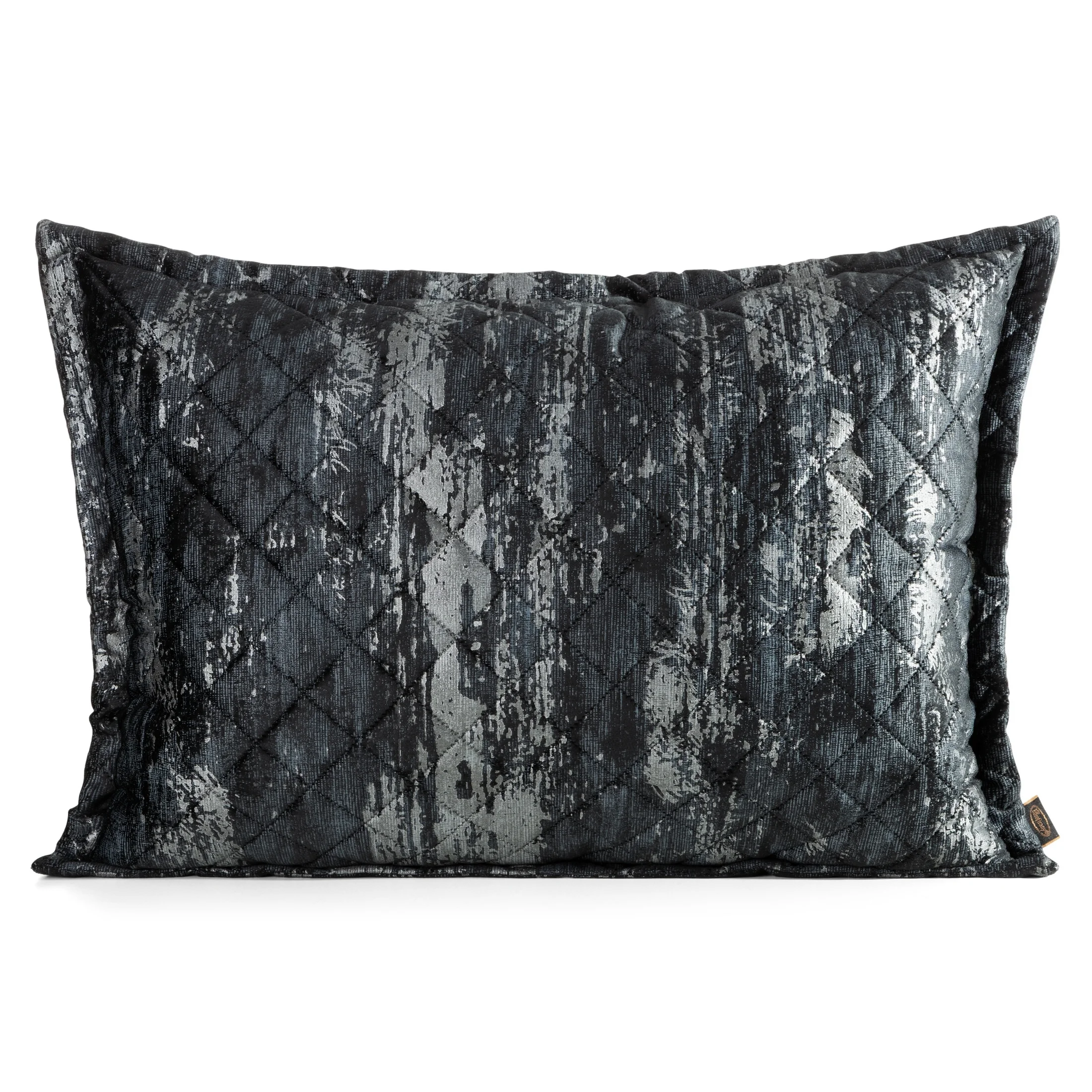Poszewka na poduszkę 50x70 cm welwetowa czarna, pikowana metoda hot press zdobiona błyszczącym przecieranym nadrukiem BLINK 43 Eurofirany Premium | eurofirany