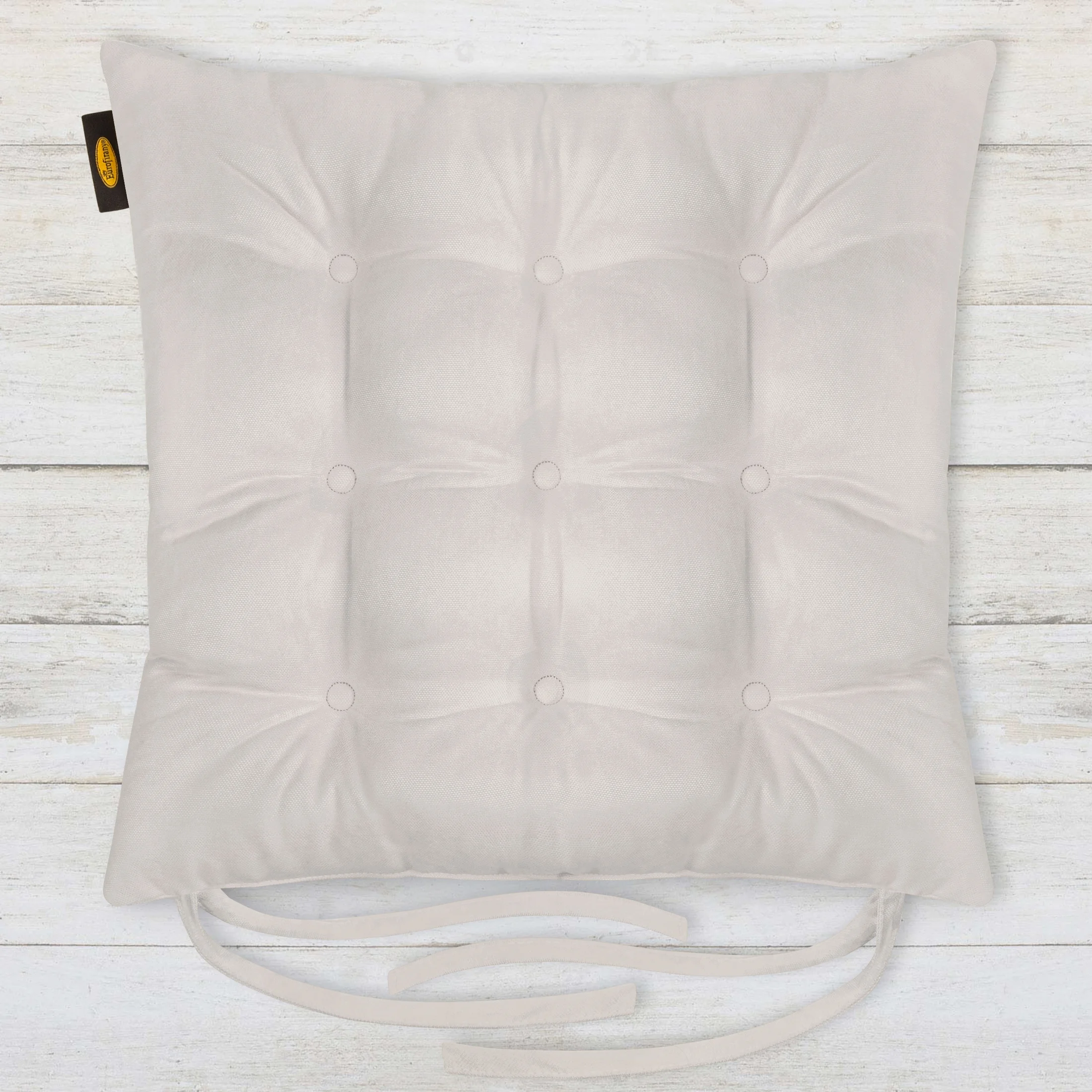 Poduszka na krzesło 40 x 40 x 6 cm dwustronna welurowa srebrna z dziewięcioma pikowaniami ADORE