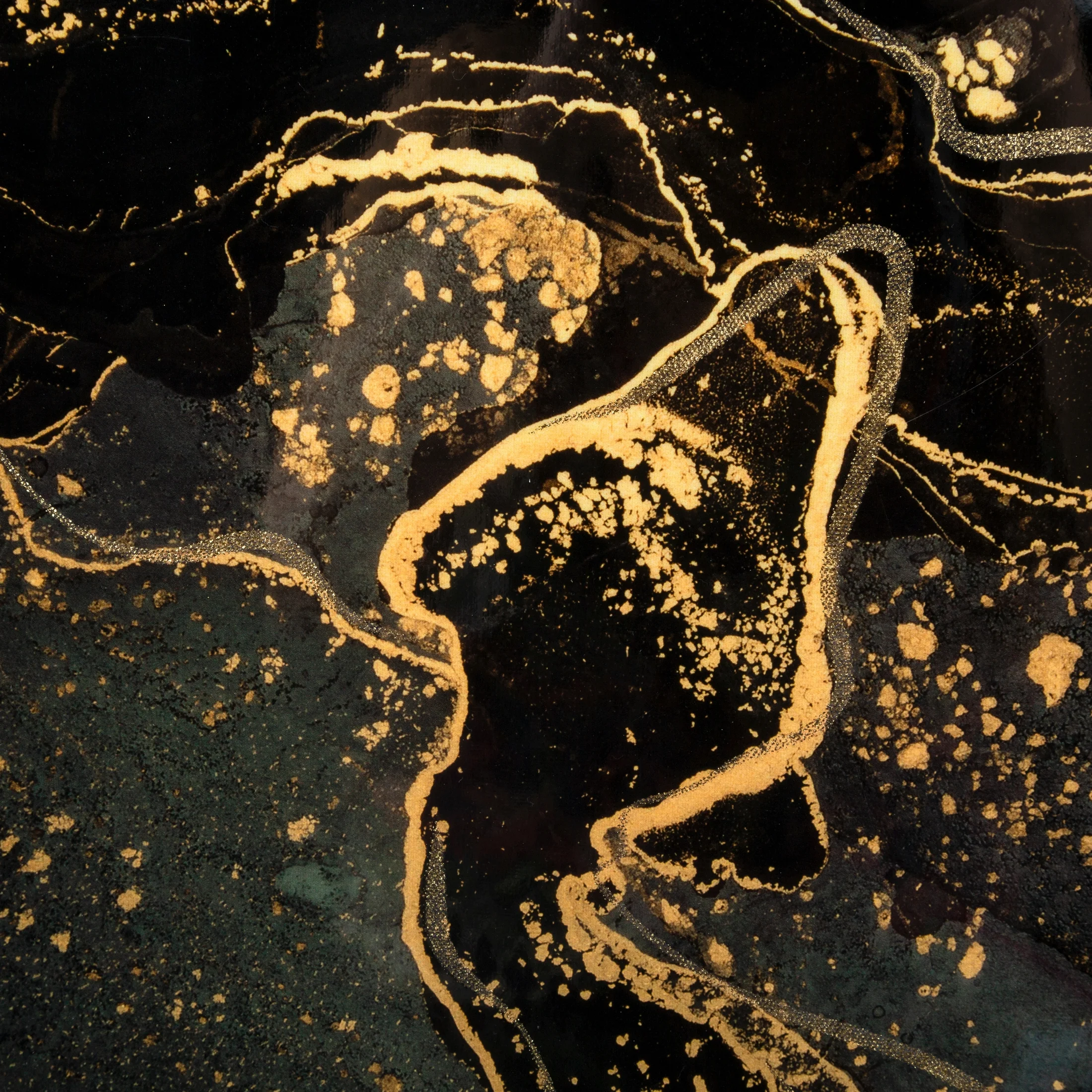 Obraz abstrakcja grafitowy ze złotym nadrukiem na czarnym tle 53x73 cm AURORA