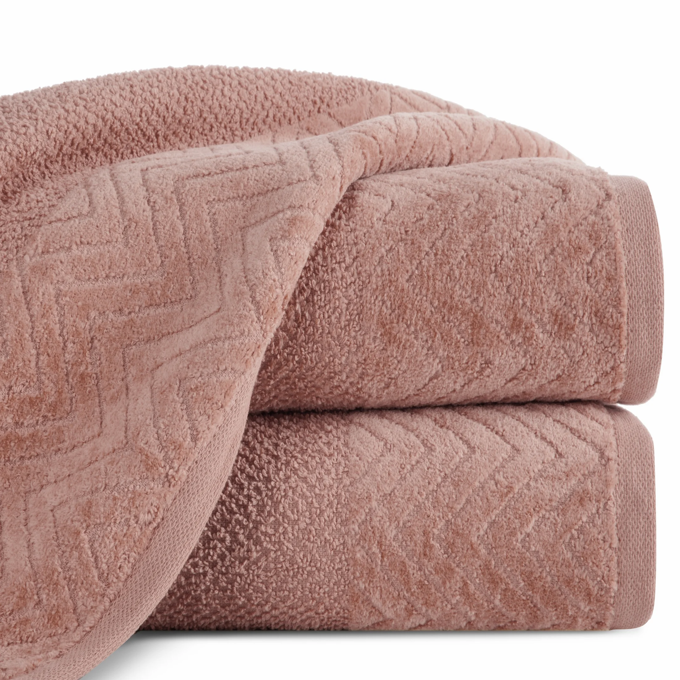 Ręcznik do rąk 30x50 cm bawełniany kolor pudrowy o ryżowej strukturze z welwetową bordiurą 500 g/m2 LOREN