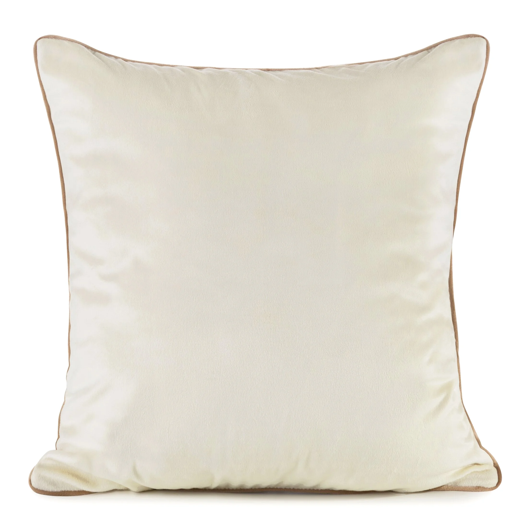Poszewka na poduszkę 60x60 cm welwetowa kolor kremowy o delikatnym połysku z ozdobną lamówką GAJA 2 | eurofirany