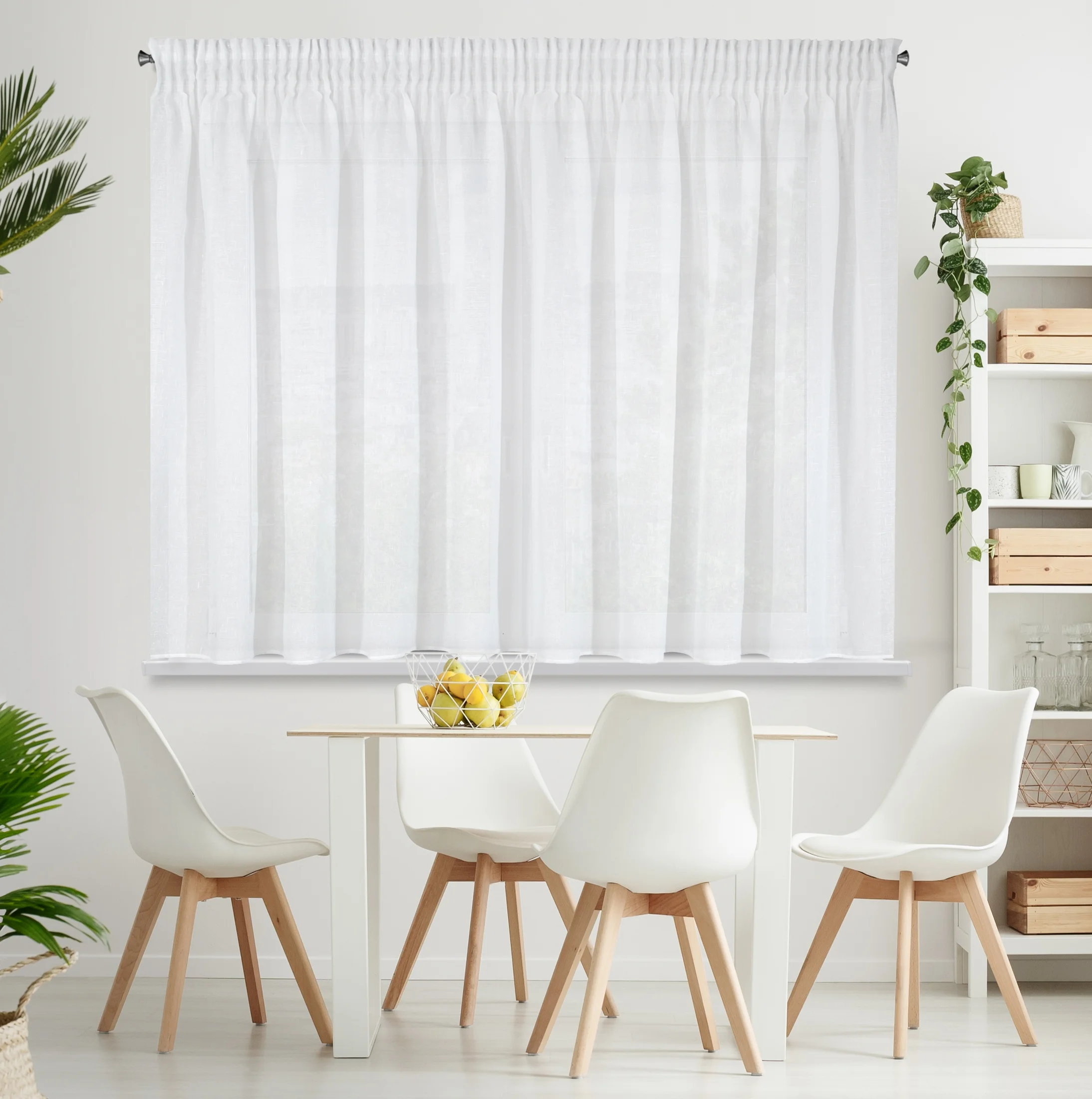 Firana biała z etaminy z lekkim połyskiem 400x145 cm taśma VIOLA | eurofirany