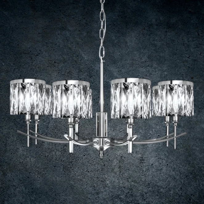 Lampa wisząca do salonu transparentno, srebrna  z kryształkami, z regulacją wysokości 75 x 150 cm KRYSTAL