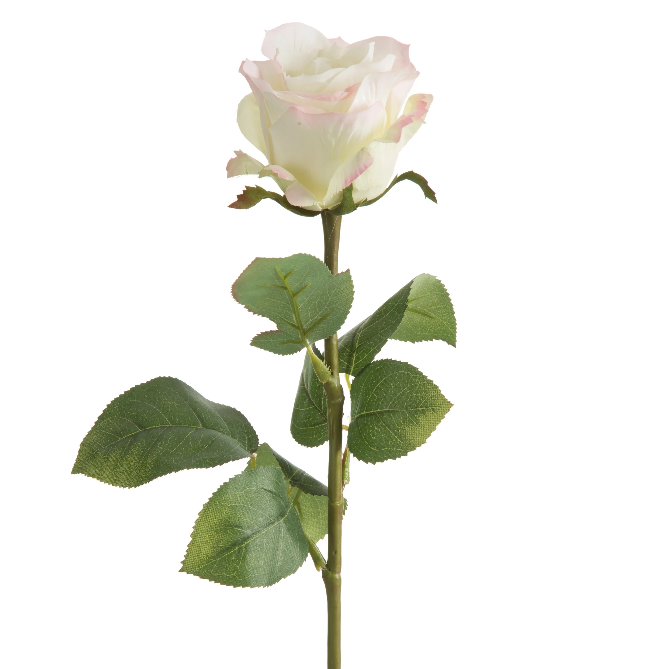 Kwiat sztuczny róża kremowo, różowa 67 cm