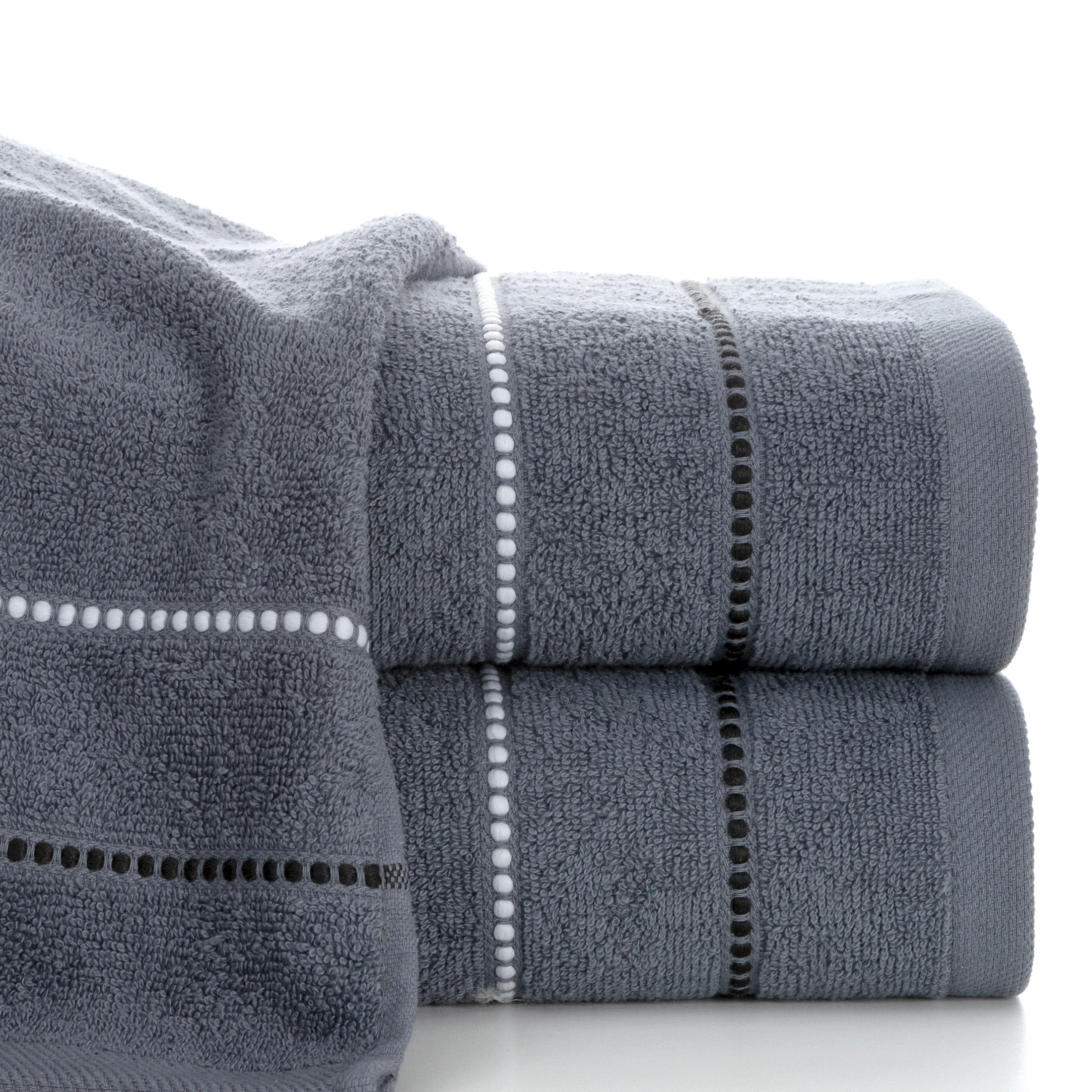 Ręcznik do rąk 30x50 cm bawełniany kolor popielaty z kontrastującymi paseczkami 500 g/m2 SUZI