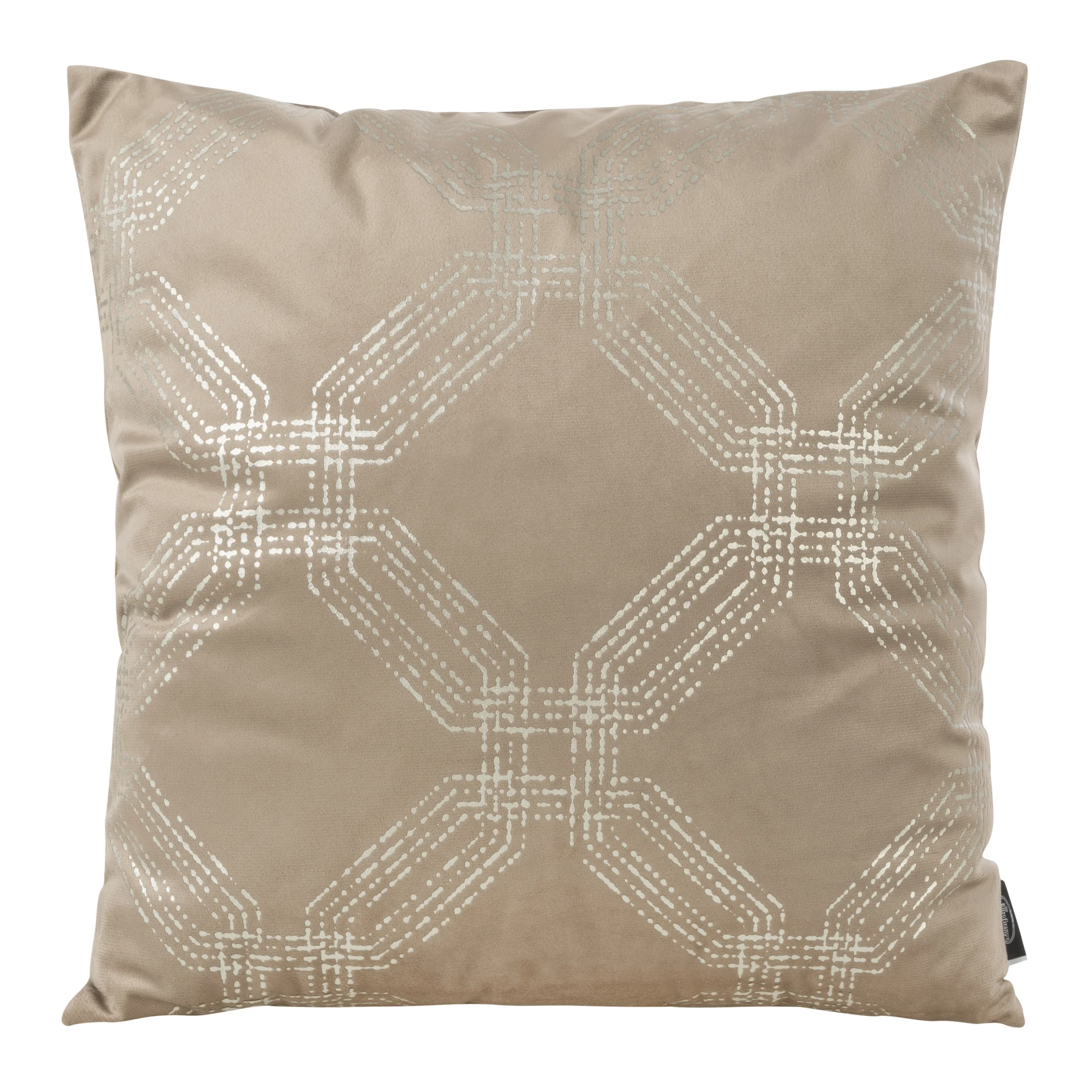 Poszewka na poduszkę 45x45 cm welwetowa kolor ciemnobeżowy z błyszczącym nadrukiem BLINK 30 | eurofirany