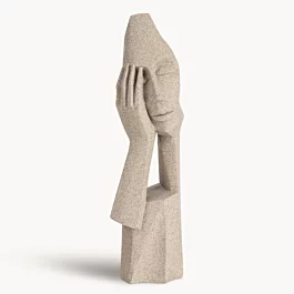 Figurka beżowa inspirowana nowoczesną rzeźbą 10x9x33 cm
