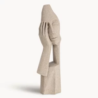 Figurka beżowa inspirowana nowoczesną rzeźbą 10x9x33 cm